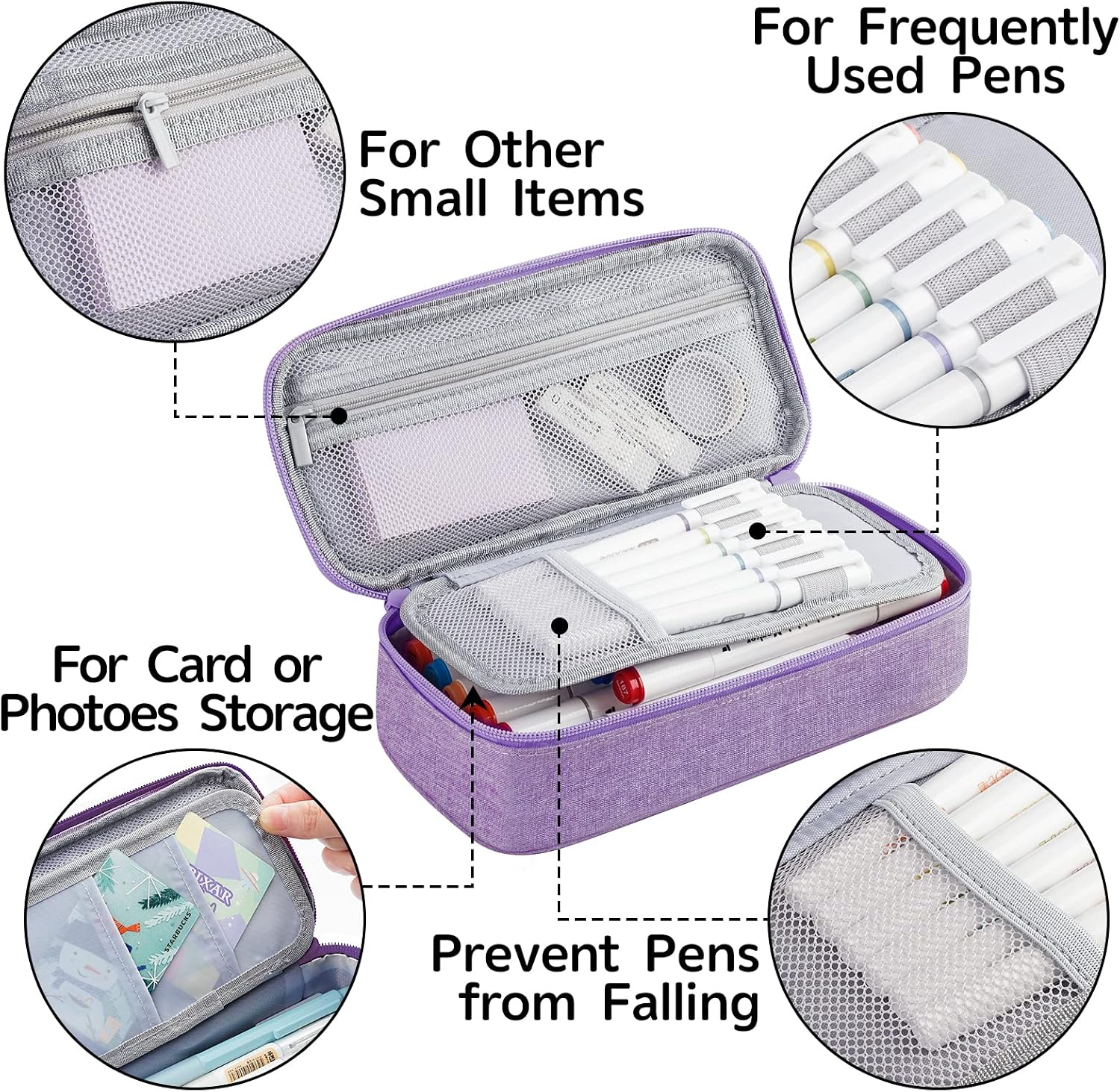 Thumbnail 3 de WEMATE Federmäppchen mit 5 Fächern (ca. 9 × 4,3 × 2,4 in) – großer Pencil-Case mit Reißverschluss