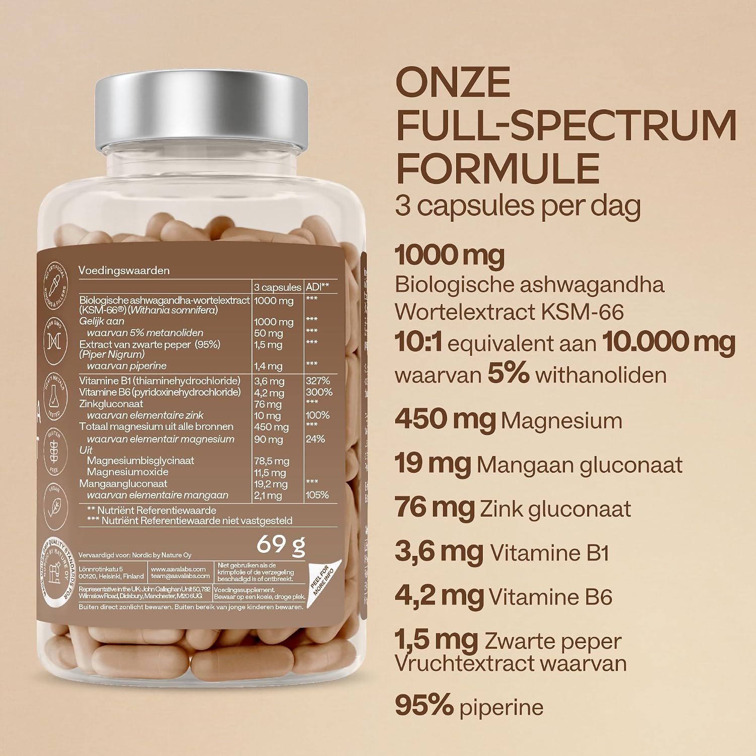Thumbnail 4 de AAVALABS KSM-66 Ashwagandha, 1000 mg met zwarte peper en vitamines