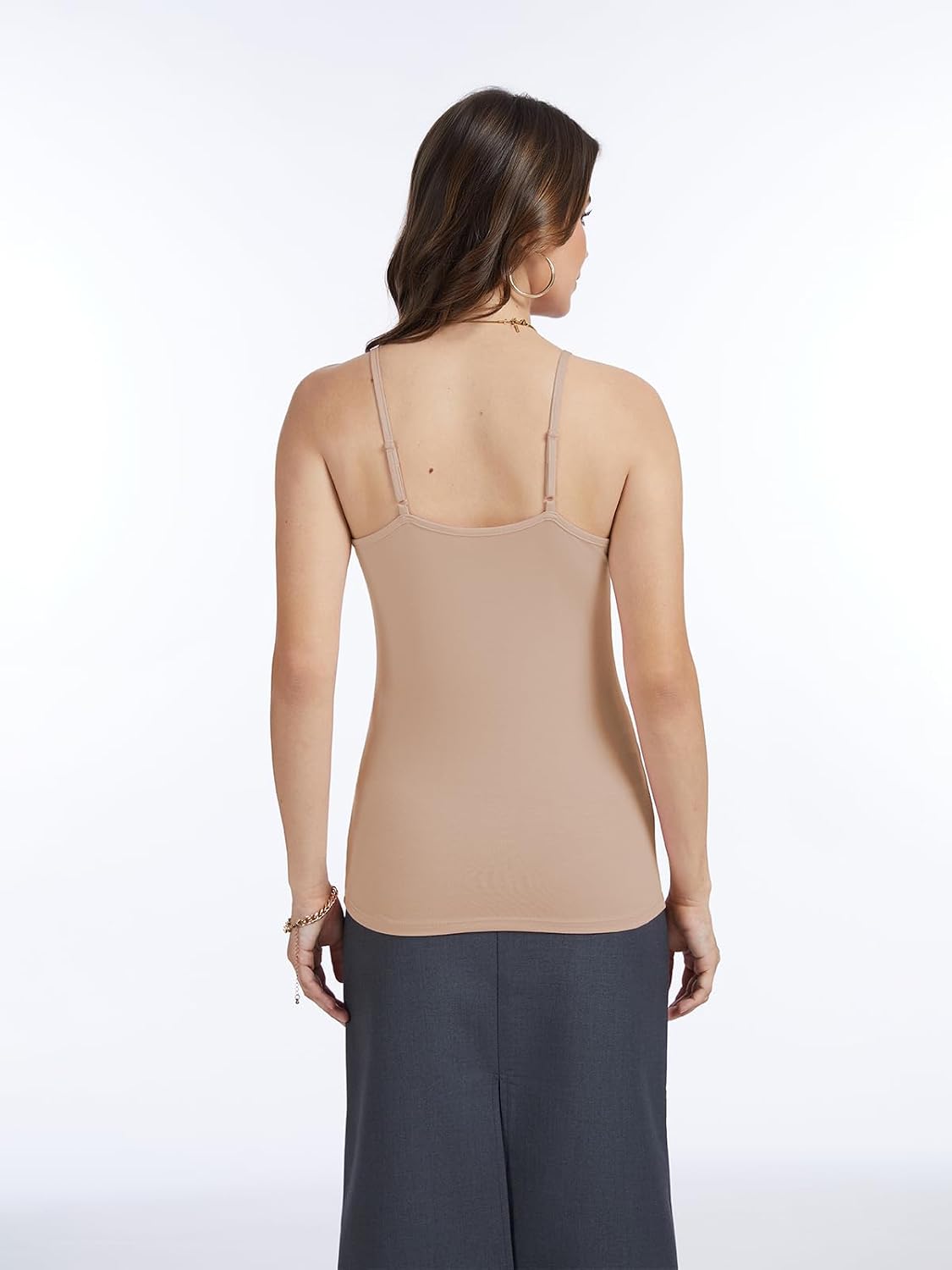 Detalle de Komfokore Damen Unterhemden mit verstellbaren Spaghettiträgern – Basic Tank Top im 4er Pack, modal-elastan