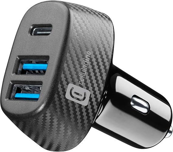 Detalle de Cellularline - Cargador de Coche 44W con 3 Puertos ⚡