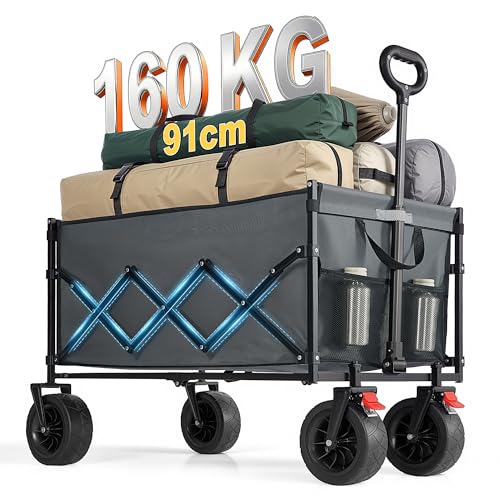 Detalle de SONGMICS Carro Plegable para Jardín GFW201G101: carga de 180 kg y 200 L, ideal para exterior
