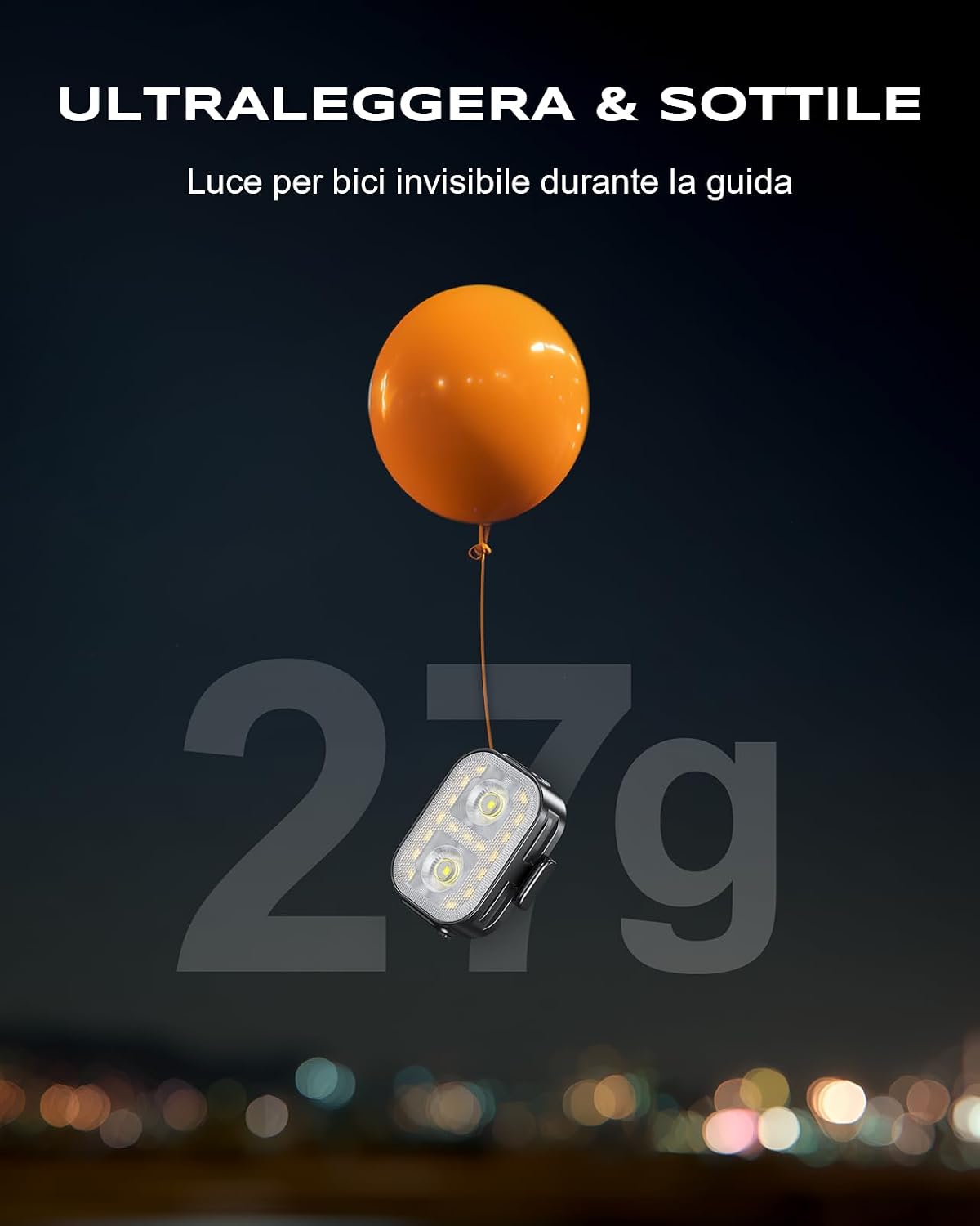 Detalle 2 de Rolgno Luci Bicicletta LED anteriore e posteriore 11 modalità