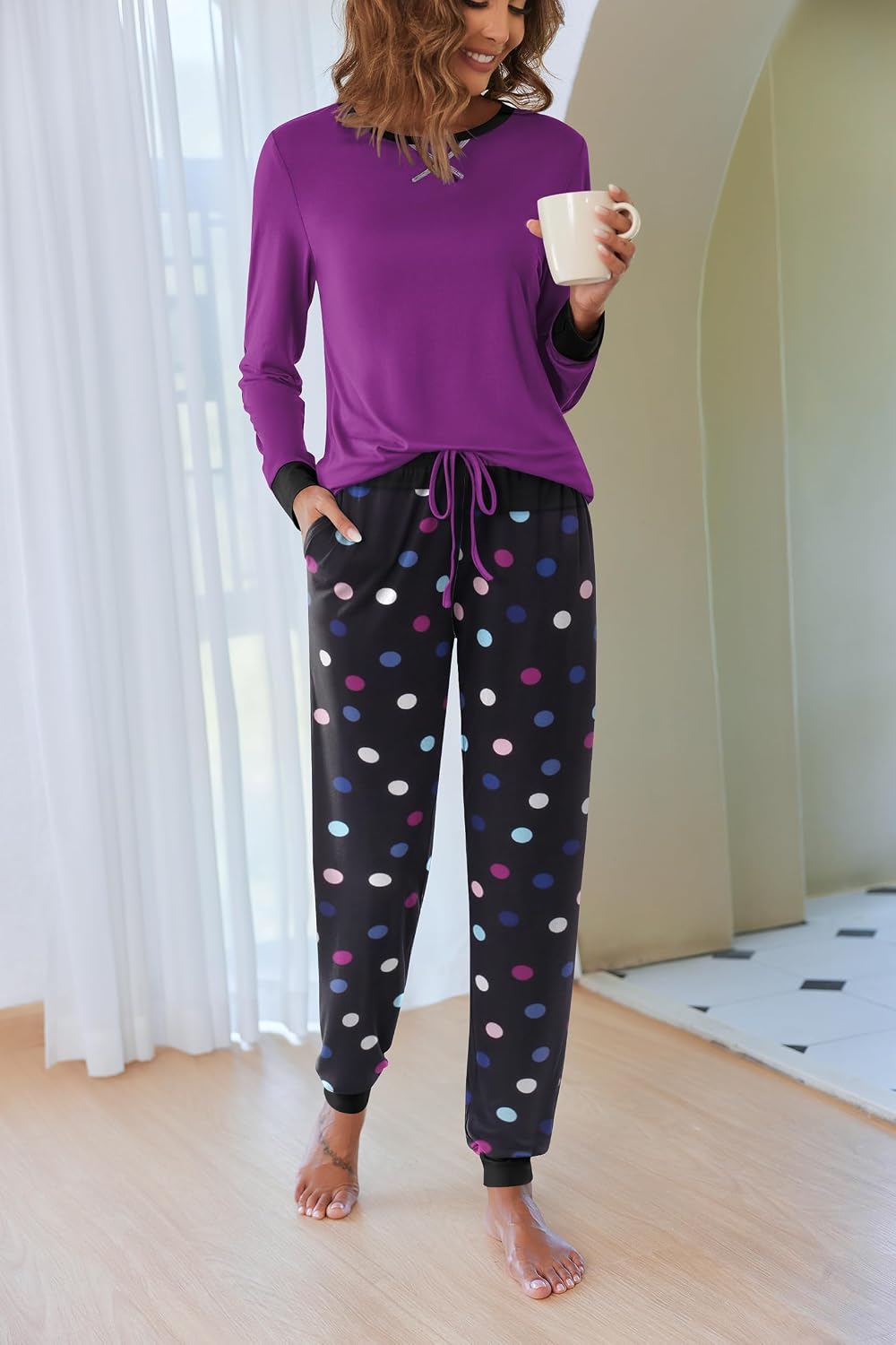 Detalle 2 de Ekouaer Women's Pajama Set, Rayon Blend