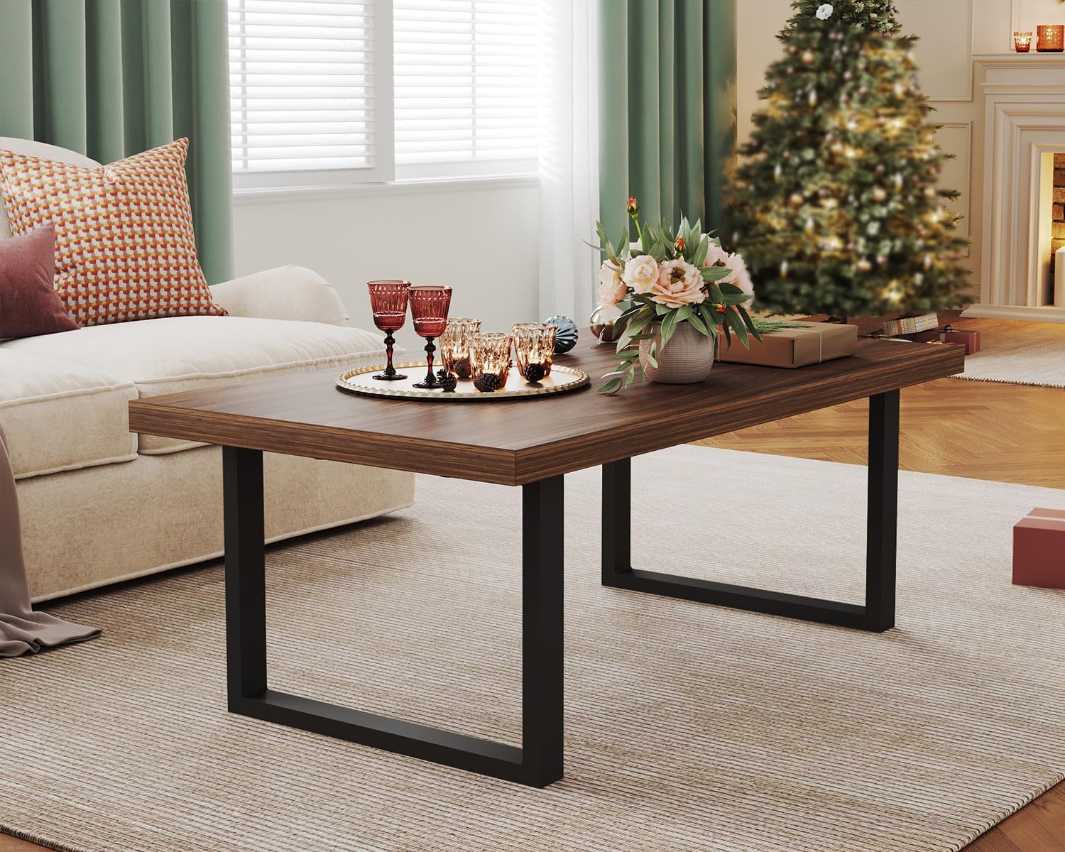 Thumbnail 5 de IBF Tavolino da salotto in legno e metallo industriale rettangolare 120 x 60 x 46,5 cm rovere e noce