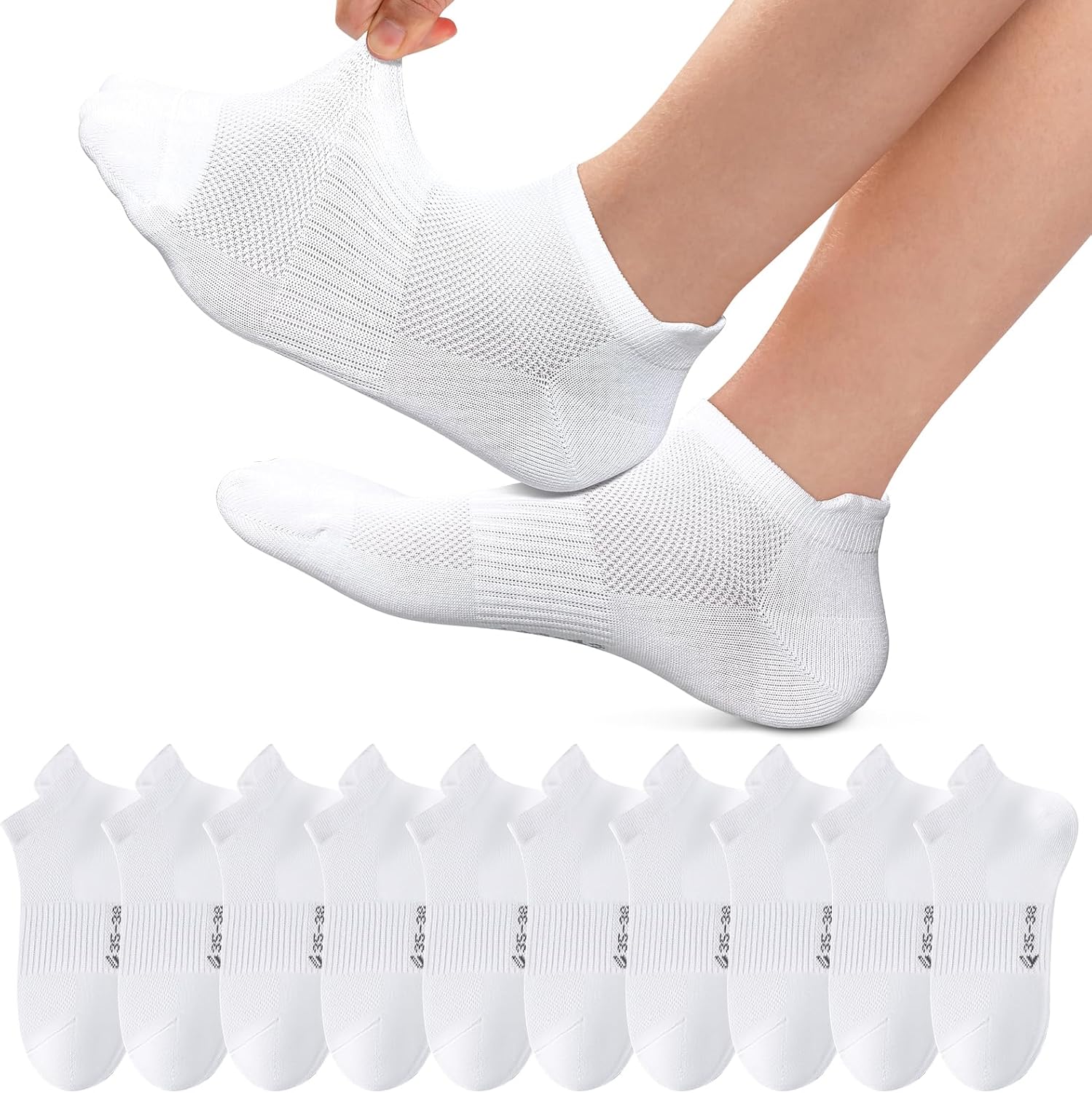Thumbnail 6 de Fullluwaa Sneaker Socken Herren/Damen – 6/10 Paar, Kurze Laufsocken aus Baumwolle, Atmungsaktiv