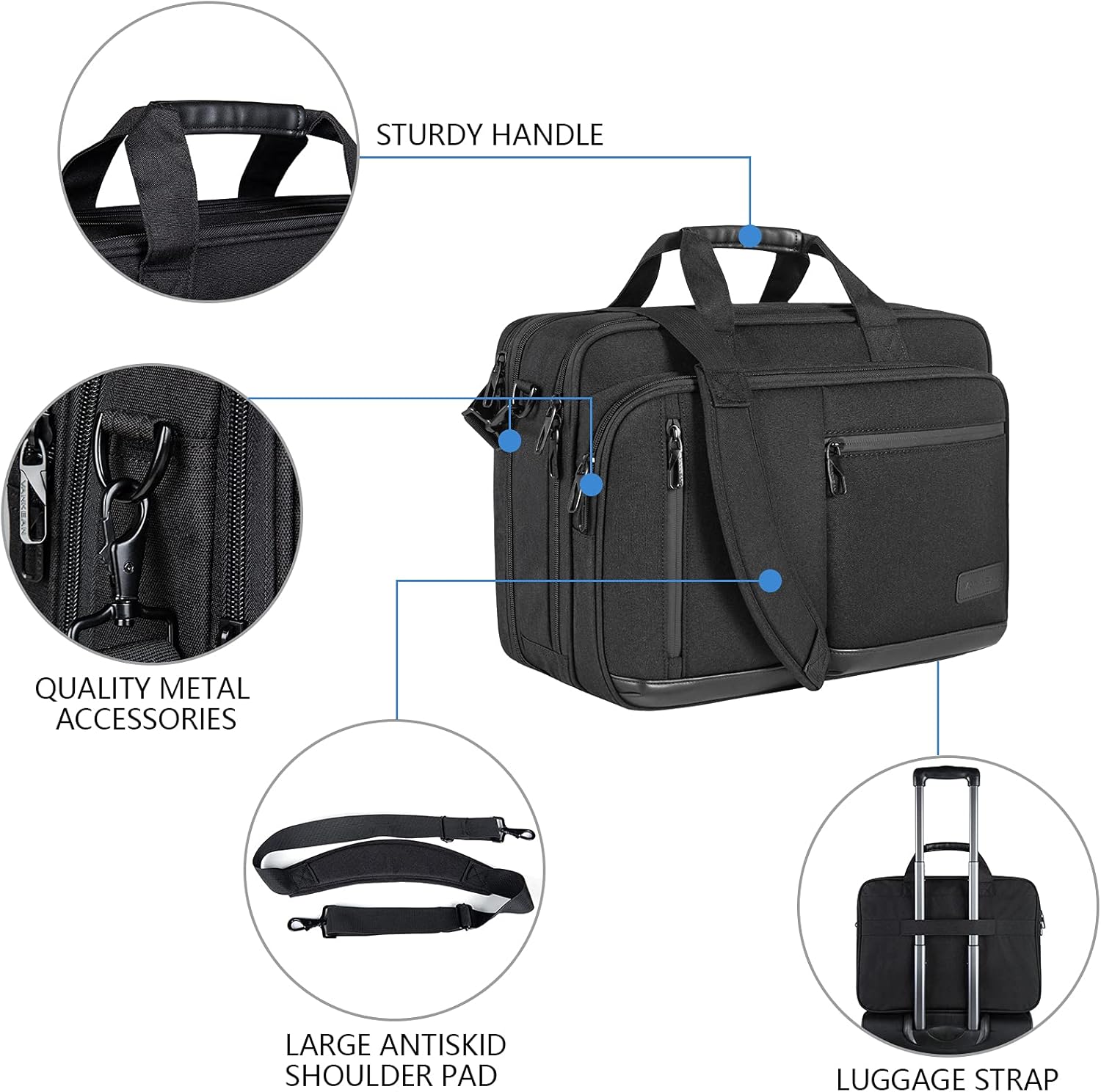 Thumbnail 3 de VANKEAN expandable laptop briefcase up to 17.3-inch for work, travel and school