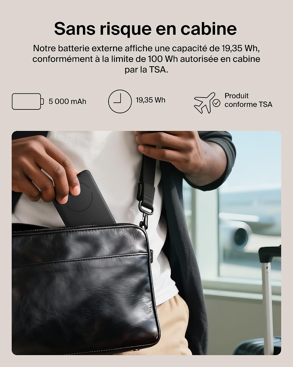 Detalle de Belkin BoostCharge Batterie Externe Magnétique 5000mAh – charge 15 W, anneau magnétique et USB-C inclus