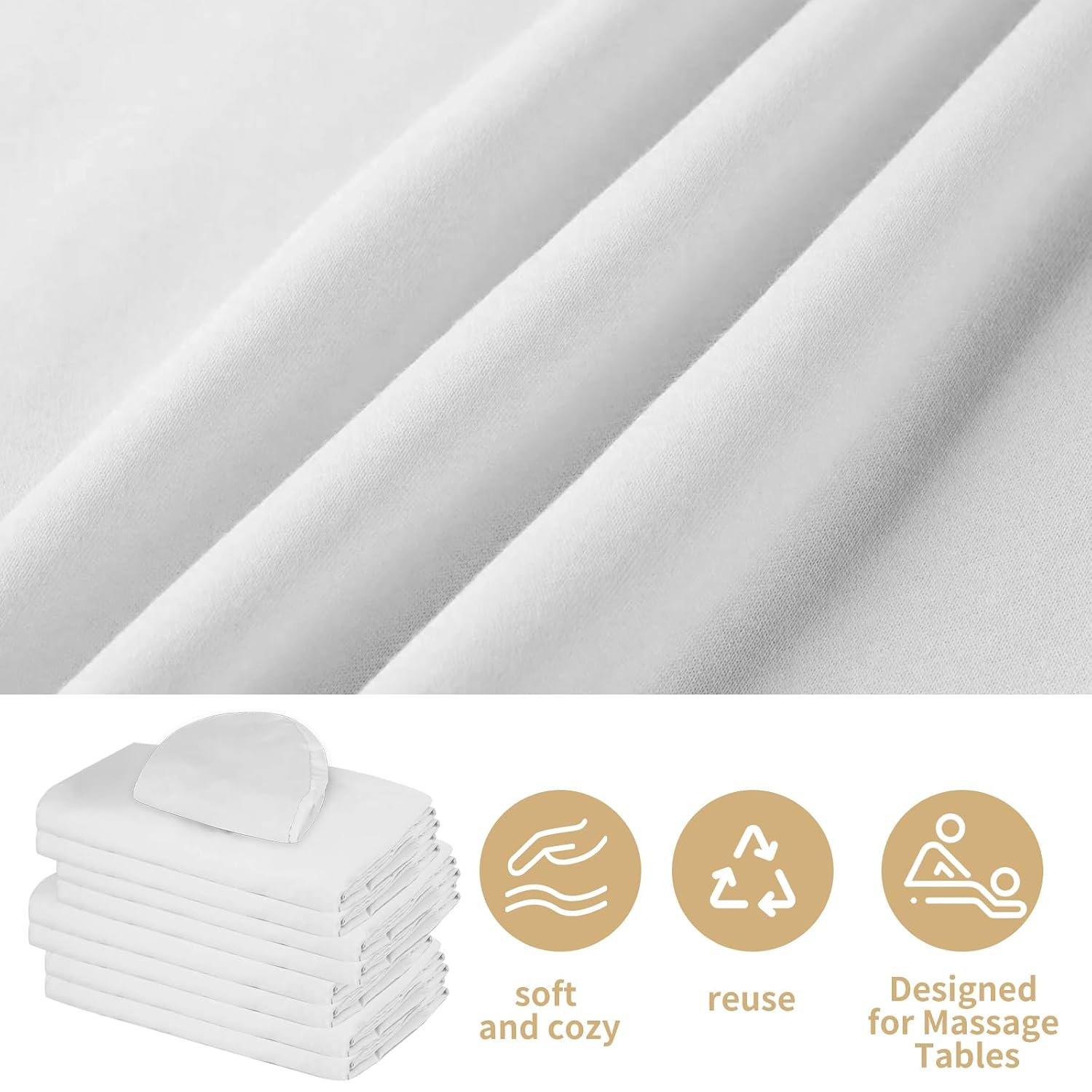 Thumbnail 6 de 4 Sets Premium Microfiber Massage Table Sheets Set (3 Piece) – Includes Massage Table Cover, Fitted Sheet, and Fitted Face Rest Cover, White
