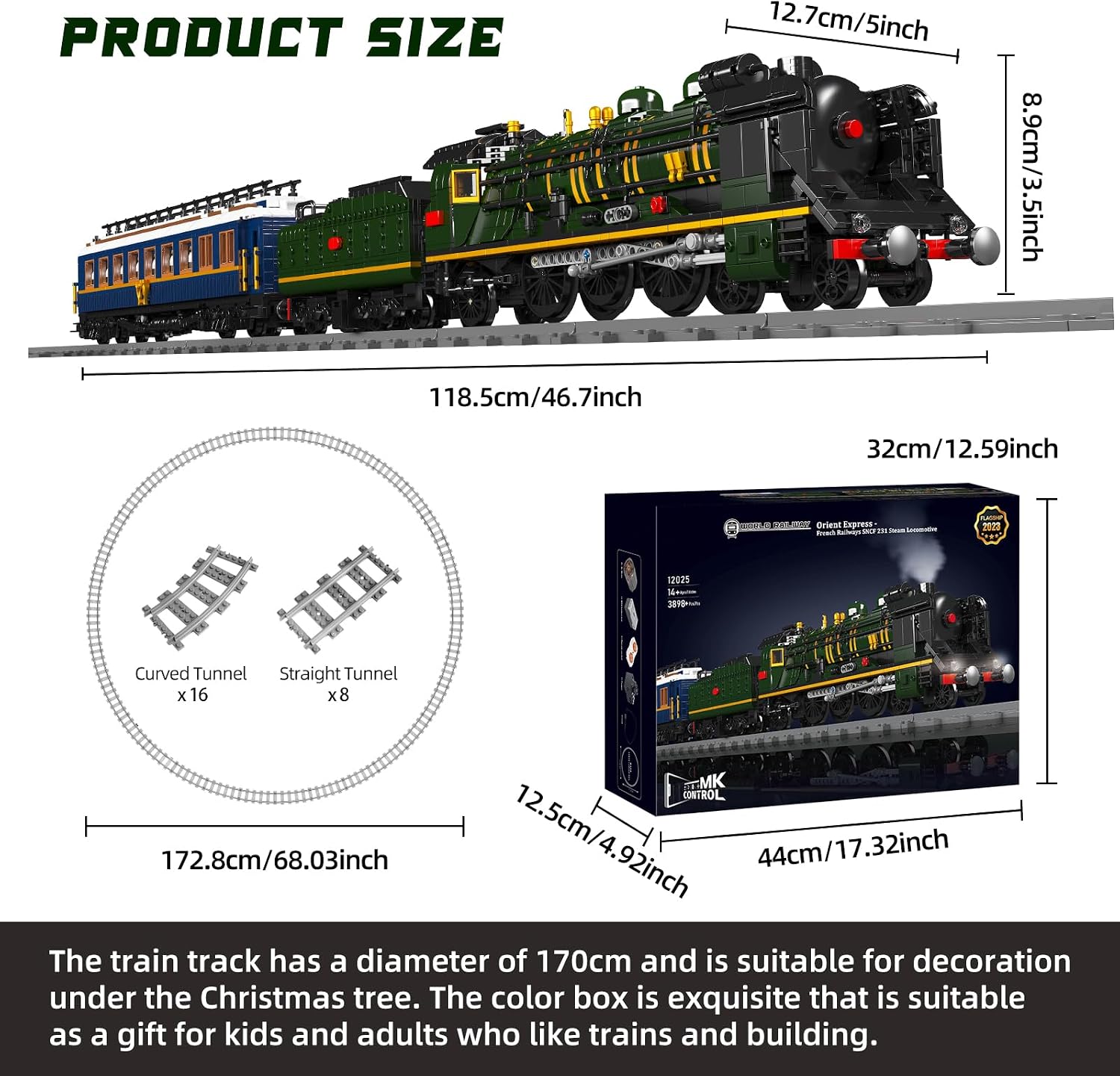 Detalle 2 de Mould King WX12025 Orient Express-stoomlocomotief met ledverlichting en bediening