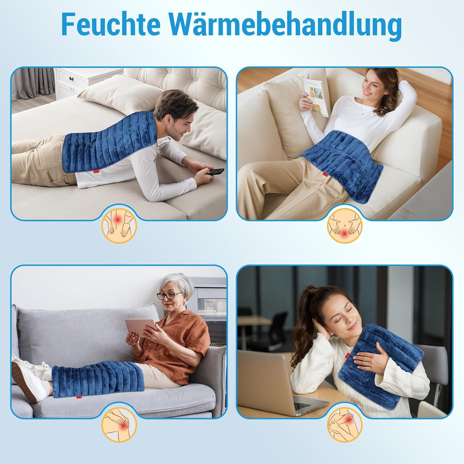 Thumbnail 6 de Comfytemp Großes Körnerkissen 30×60 cm 1,8 kg Wärmekissen 🌡