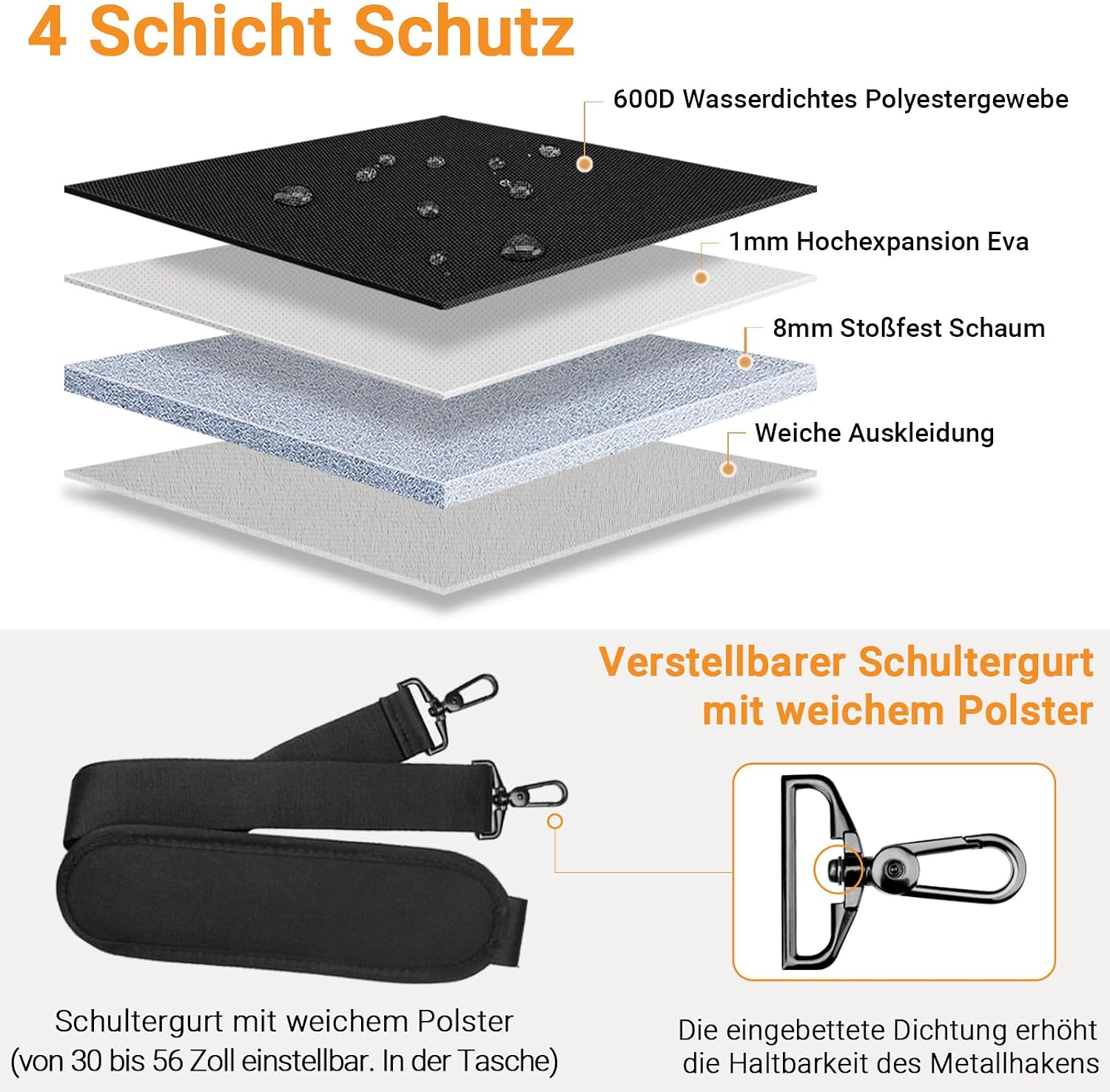 Detalle de TECOOL 17,3 Zoll Laptoptasche für 17" Laptops
