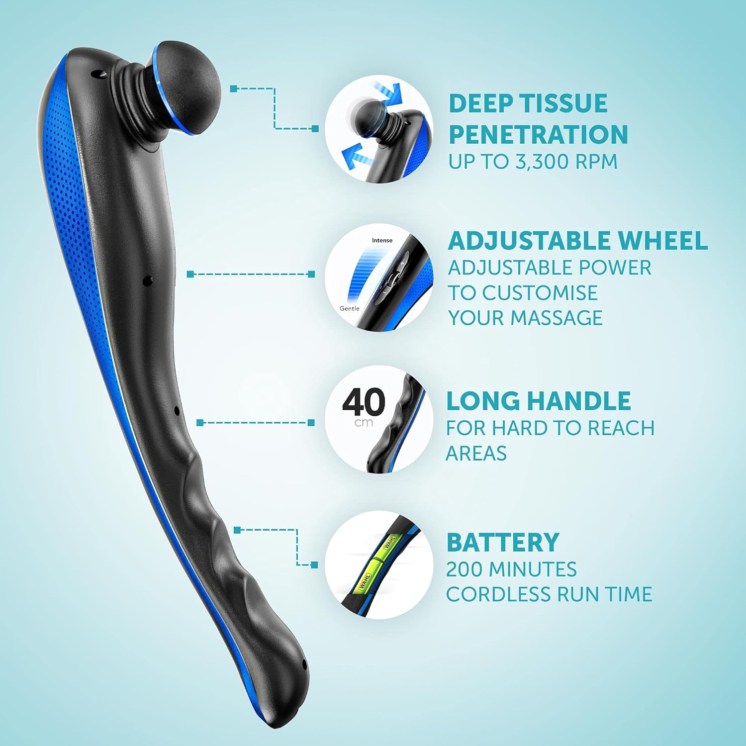 Thumbnail 1 de Wahl Cordless Deep Tissue Massager: Portable Muscle Relief with Five Attachments