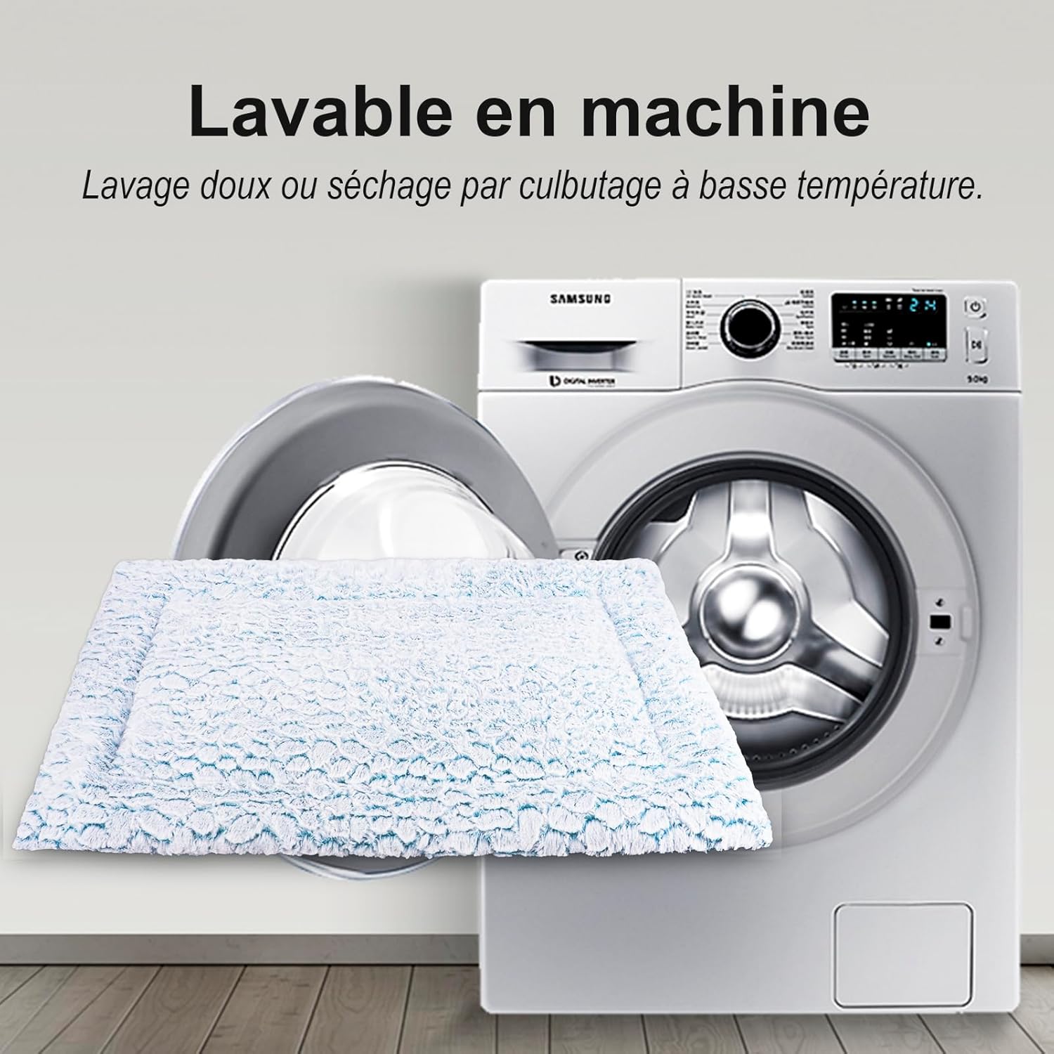 Thumbnail 5 de Aspand Coussin pour chien en peluche pour chien de grande et moyenne taille, bleu, 109 x 73 cm