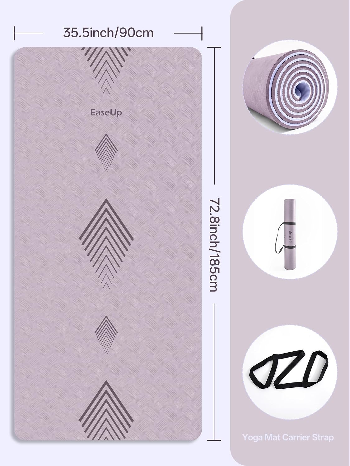 Detalle de EASEUP Large Yoga Mat, 73 × 35.5 in, 10 mm Thick TPE