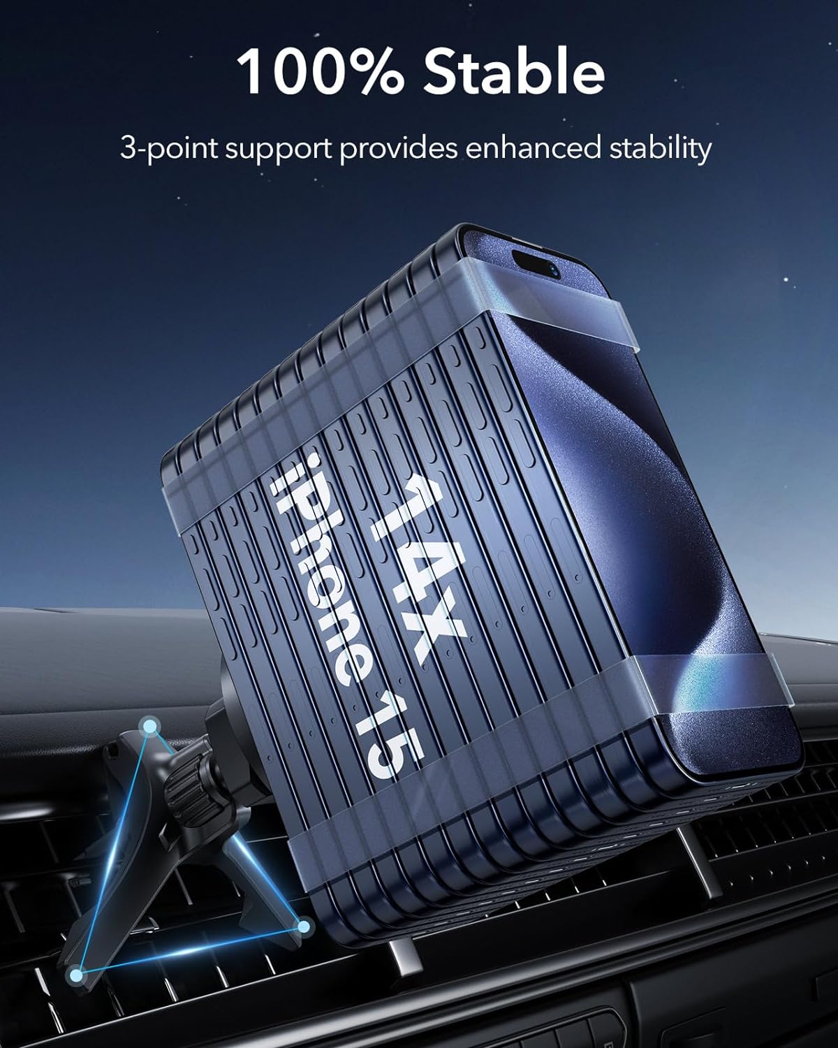 Thumbnail 3 de ESR for MagSafe Car Mount – Magnetic phone holder for air vents and dashboard with 2 metal rings