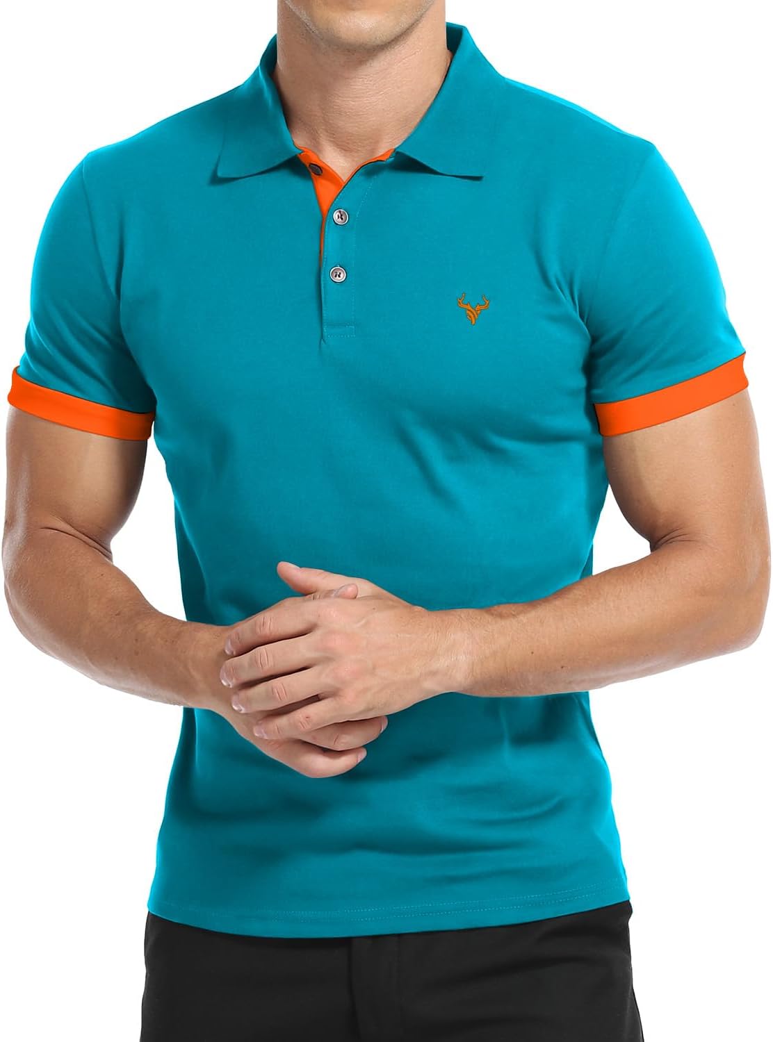 Thumbnail 1 de KUYIGO Herren Kurzarm-Poloshirt mit besticktem Hirschkopf in Slim Fit (Baumwolle/Elastan) S–XXL