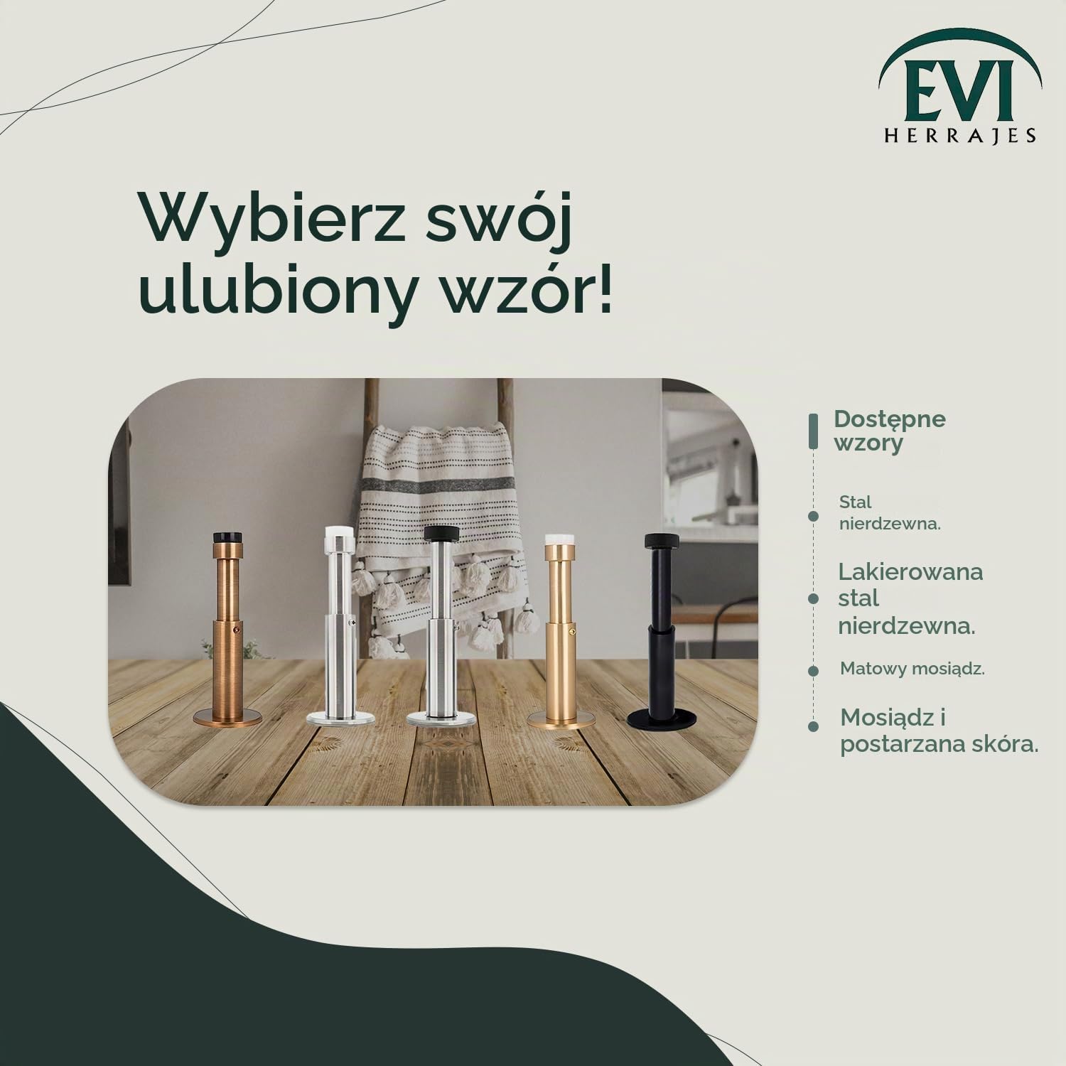Detalle 2 de EVI Herrajes I-282DUALMT – mosiężny ogranicznik ścienny, regulowany, matowy