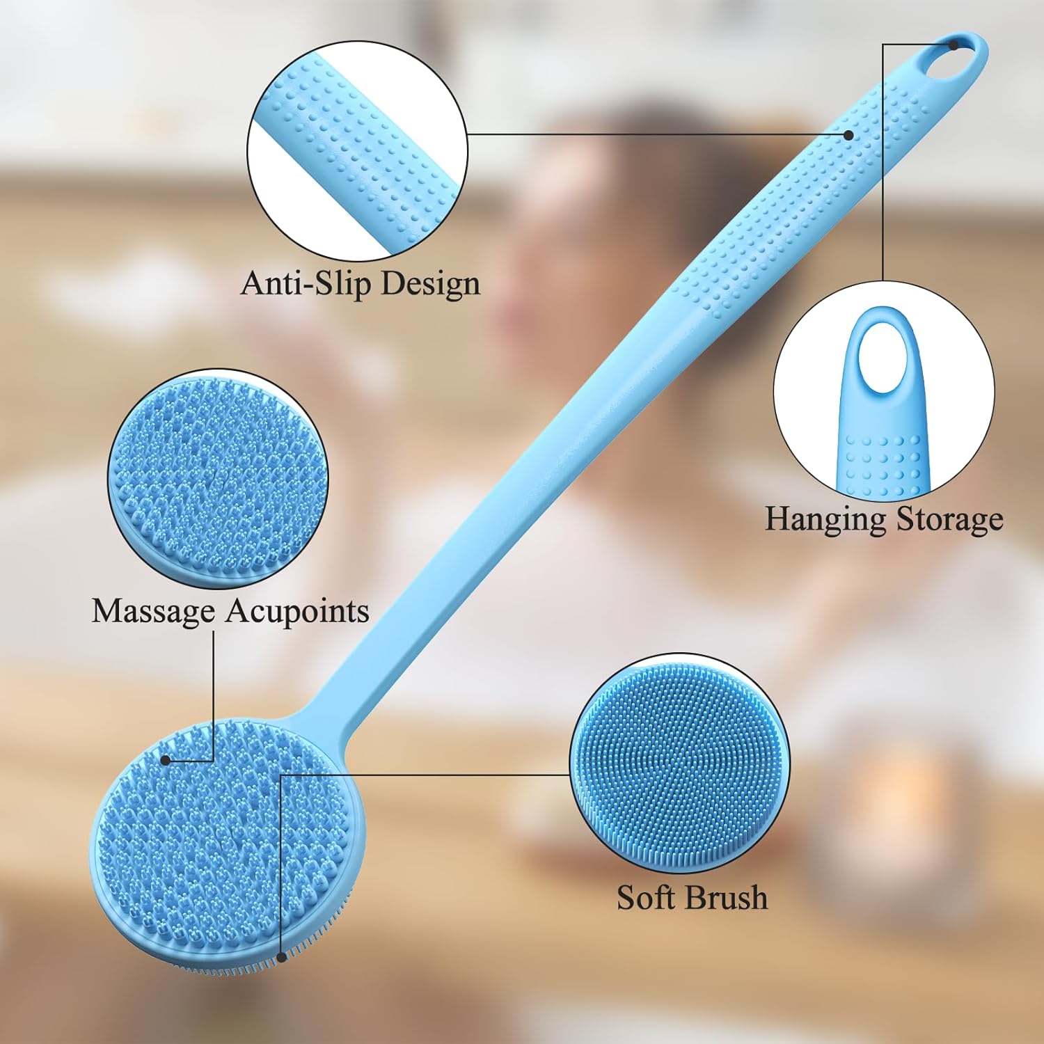 Thumbnail 1 de Silicone Body Scrubber 15 inch long handle