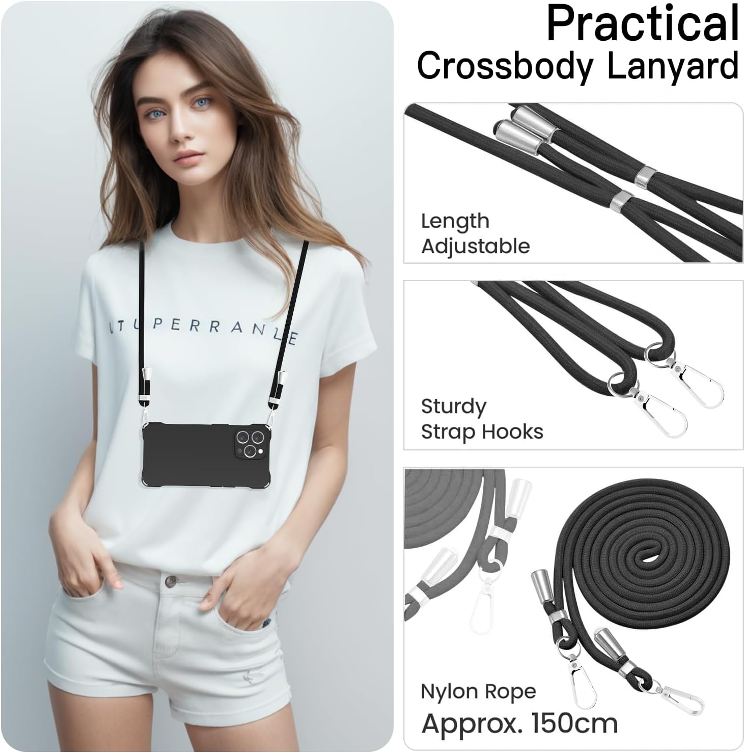 Thumbnail 4 de CAROKI Crossbody iPhone 16 Pro Max case with lanyard