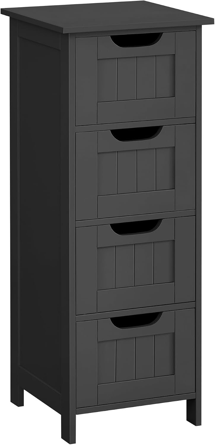 Detalle de VASAGLE Sofie Collection LHC040B01 Bathroom Storage Cabinet, 4 Drawers, Ink Black