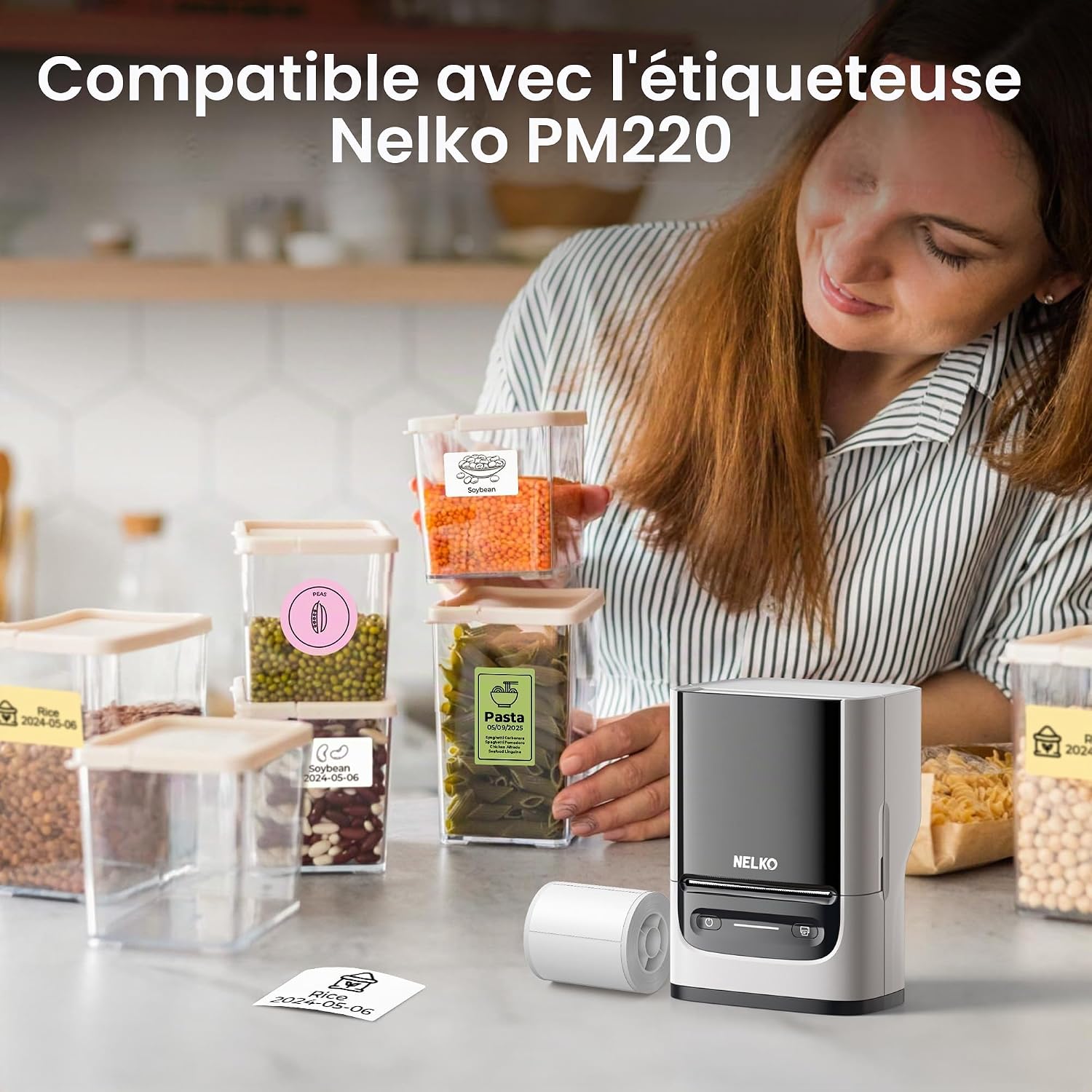 Thumbnail 3 de Nelko TP40x30x230 thermische etiketten, roze, 40 x 30 mm, voor PM220