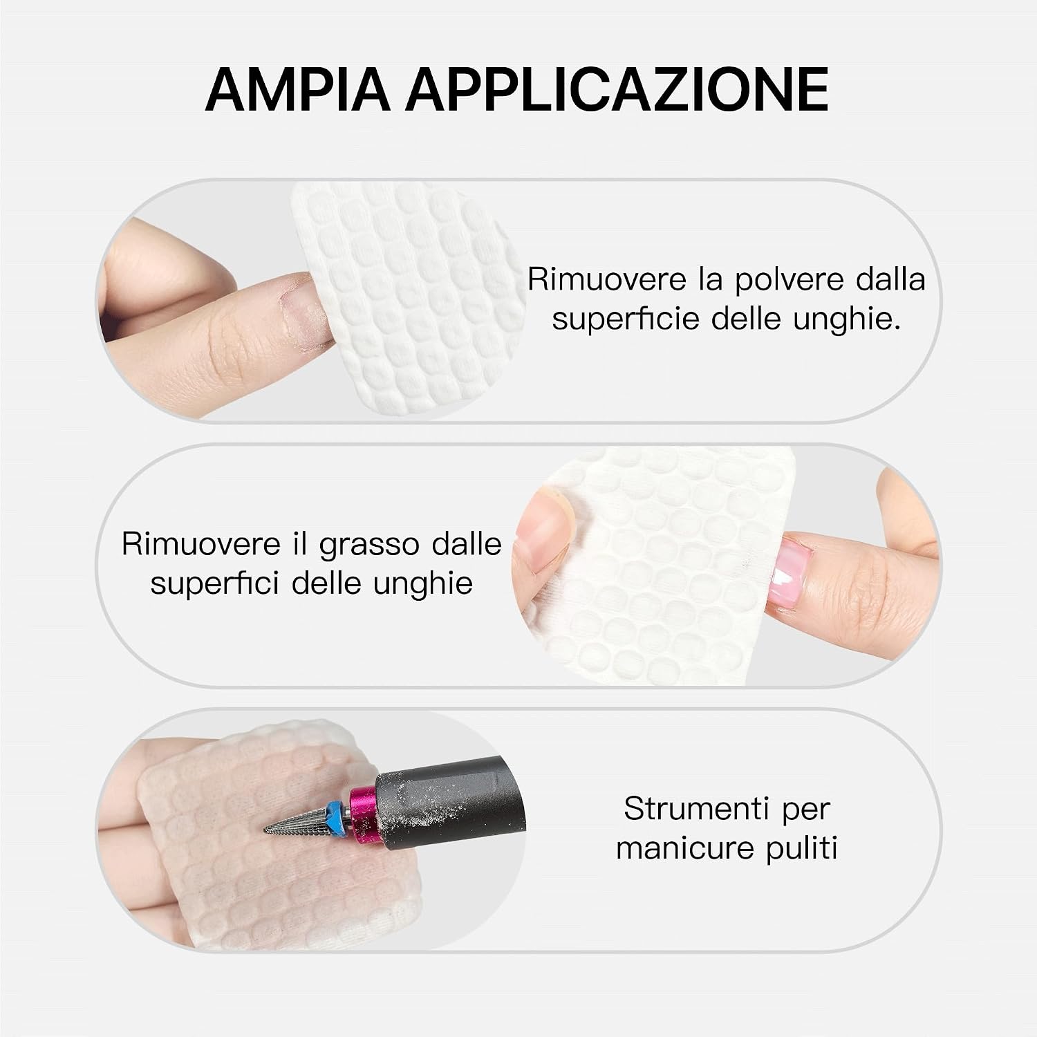 Detalle de HALMAI 1300 Salviette Unghie Senza Pelucchi: assorbenza elevata e compatibili con acetone per rimozione gel e smalto