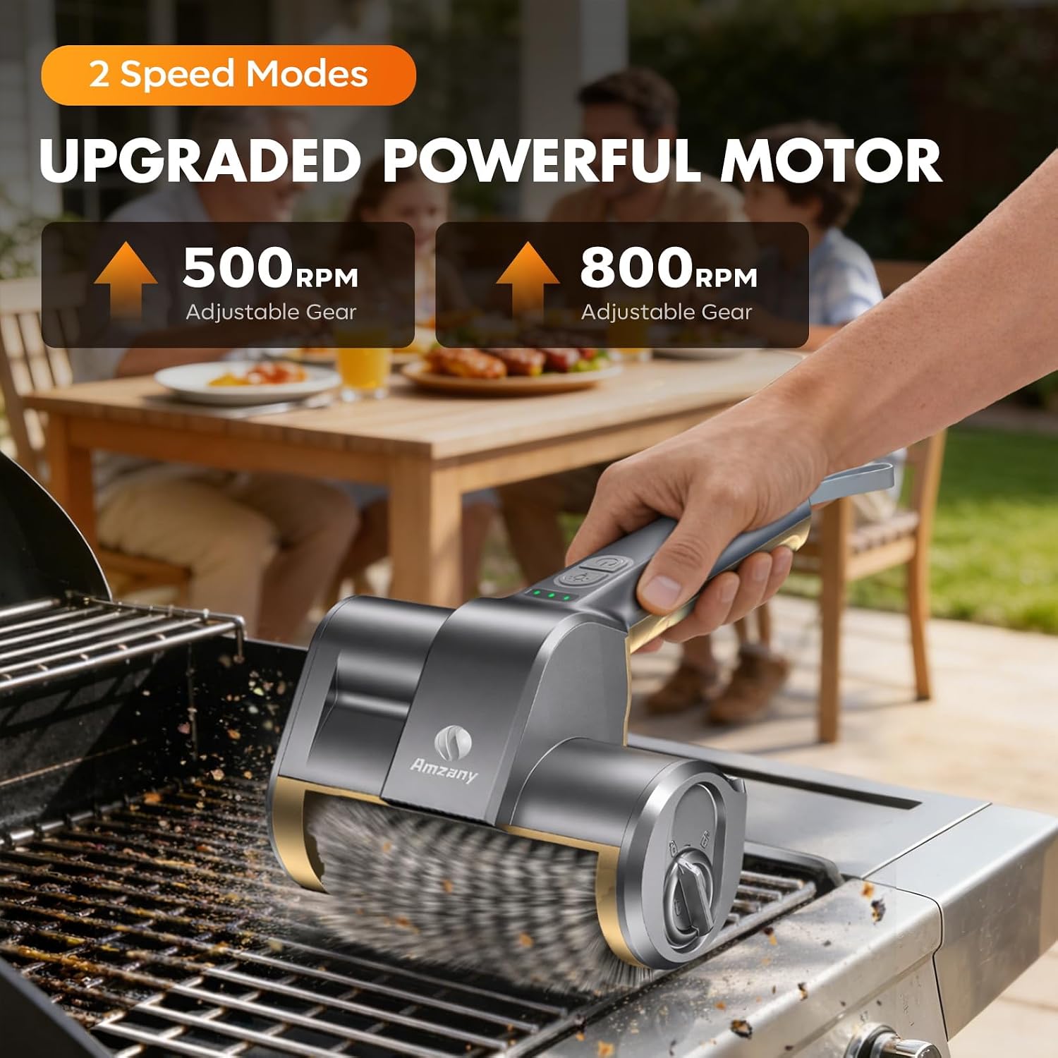 Detalle 2 de Amzany electric grill brush with 3 replaceable heads