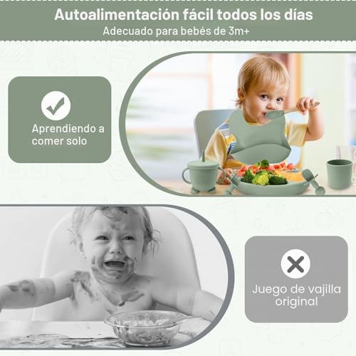 Detalle de Cubiertos Bebe, Juego de 12 Piezas de Vajilla en Silicona sin BPA de CUBTEM
