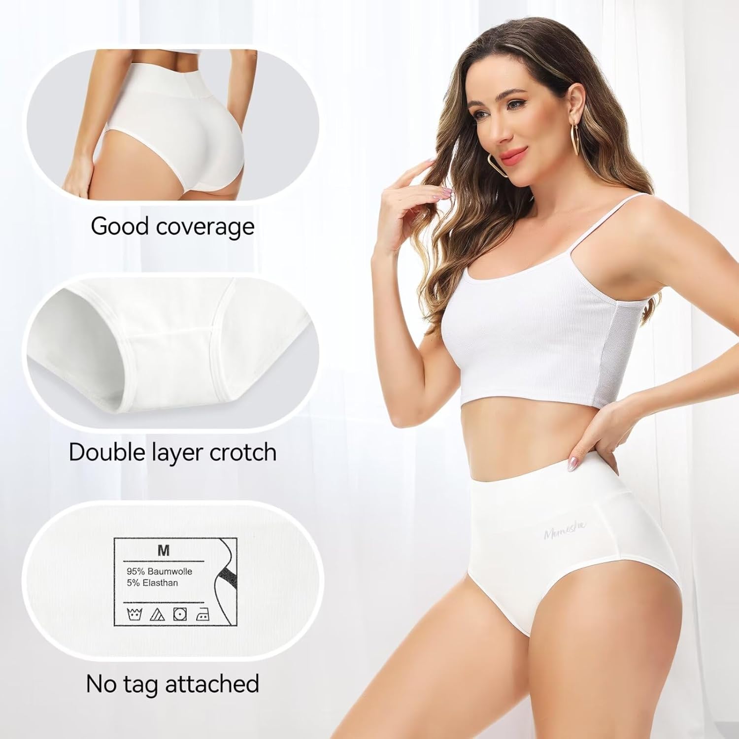 Thumbnail 2 de Momoshe Damen-Unterhosen im 5er-Pack aus Baumwolle mit hoher Taille