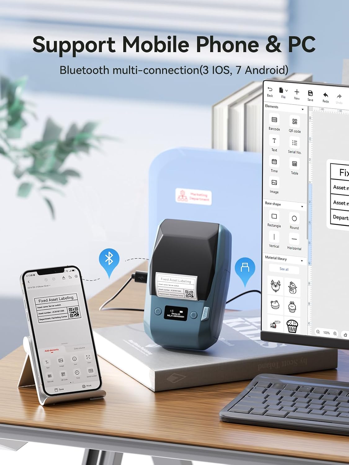 Thumbnail 2 de NIIMBOT M2 Thermal Transfer Label Maker, Blue, 300 DPI, Bluetooth