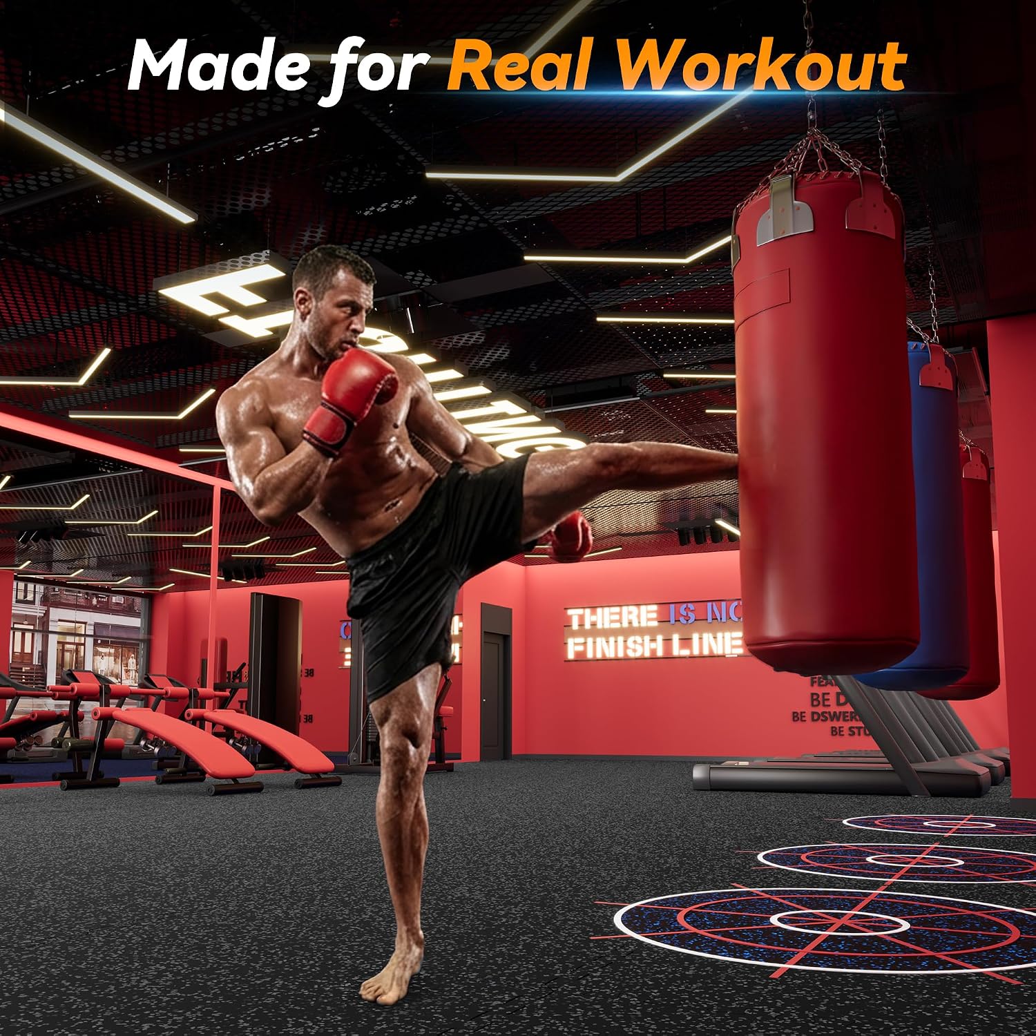 Detalle 2 de SUPERJARE 1" Extra-Thick Rubber Top Exercise Mat