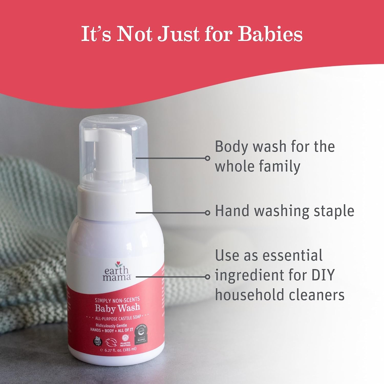Detalle 2 de Earth Mama Simply Non-Scents 10-22L Baby Wash, Fragrance-Free, 34 fl oz
