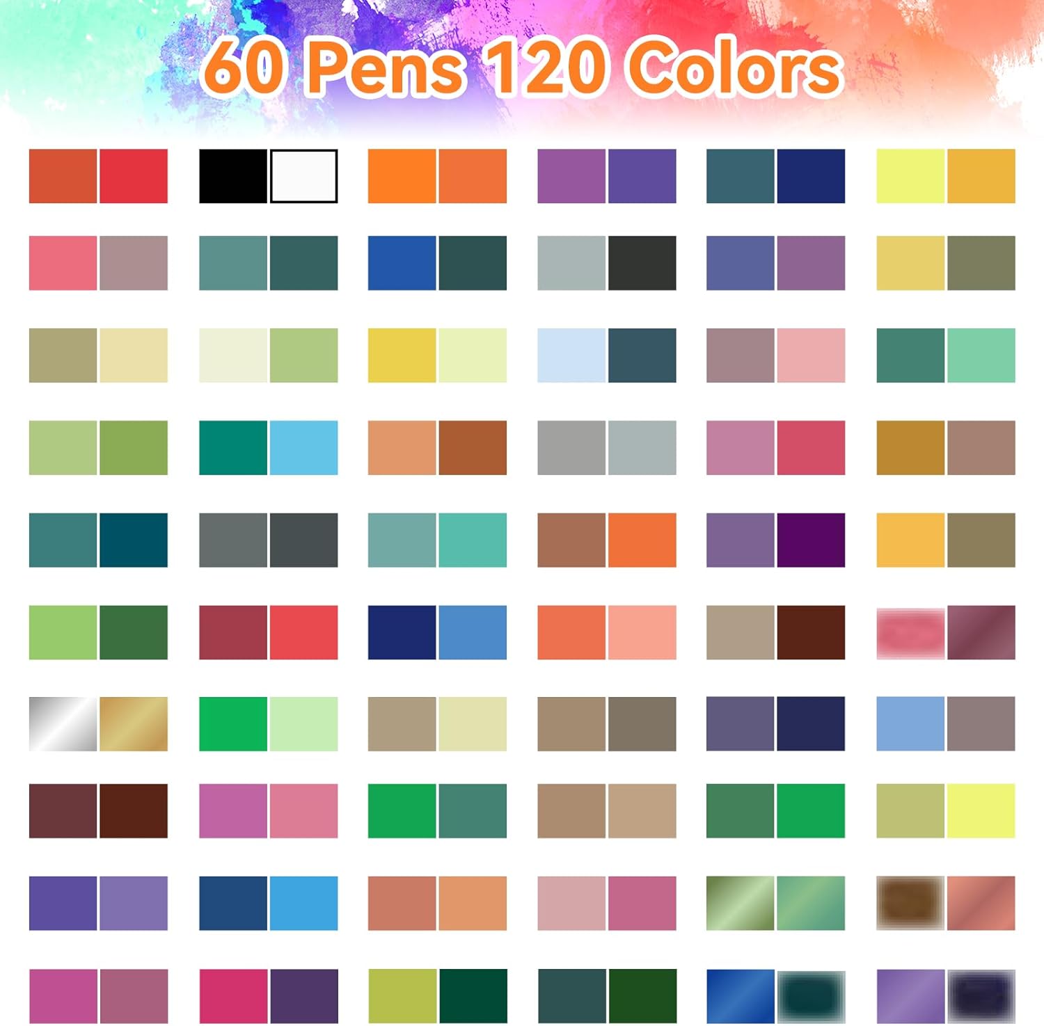 Thumbnail 1 de Sanyetral 120 Colour Acrylic Paint Markers (60 dual-tip pens) for wood, canvas, glass & more