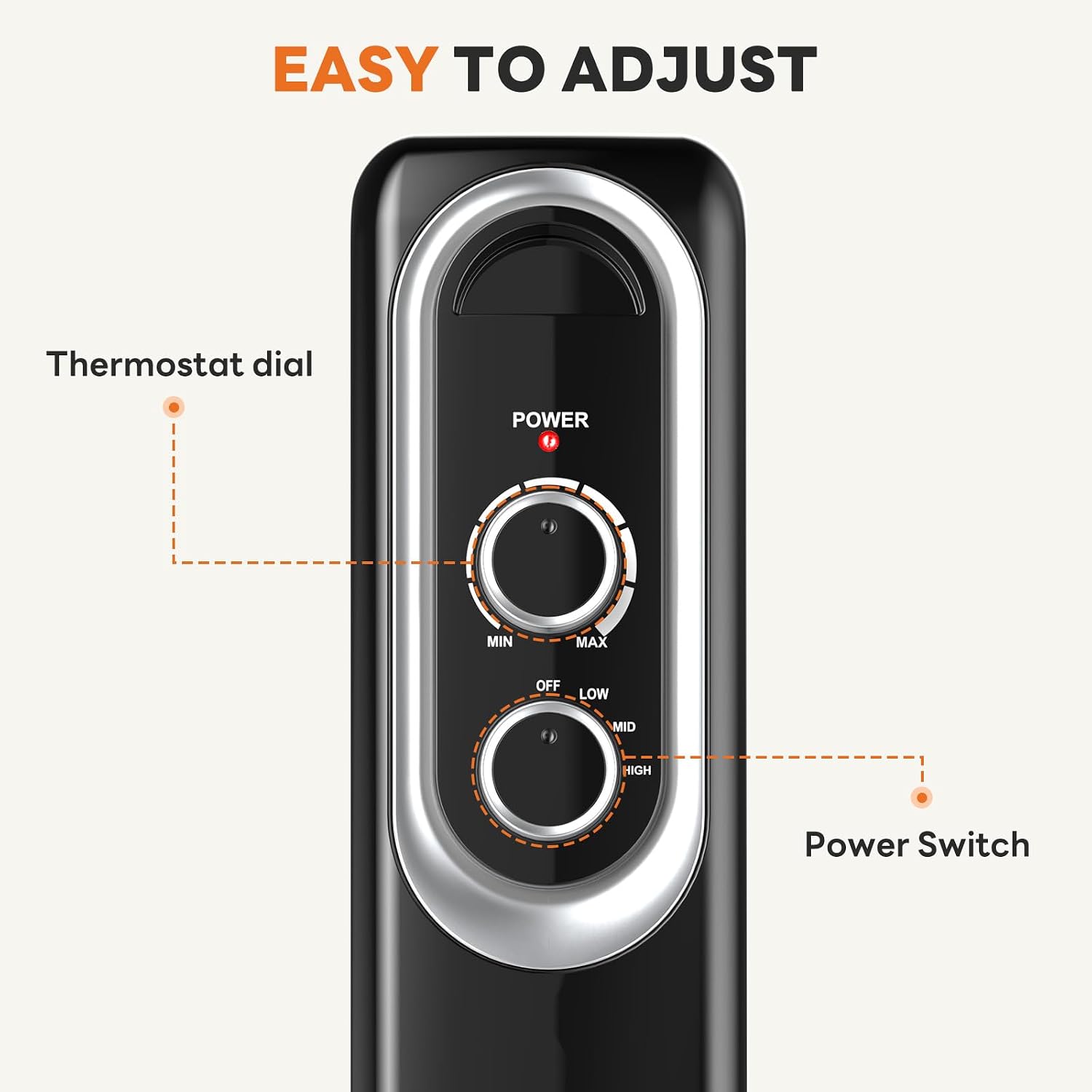 Thumbnail 2 de Sweetcrispy AH-QNQ1YT1-26BK Oil-Filled Radiator Heater, 1500W, Quiet