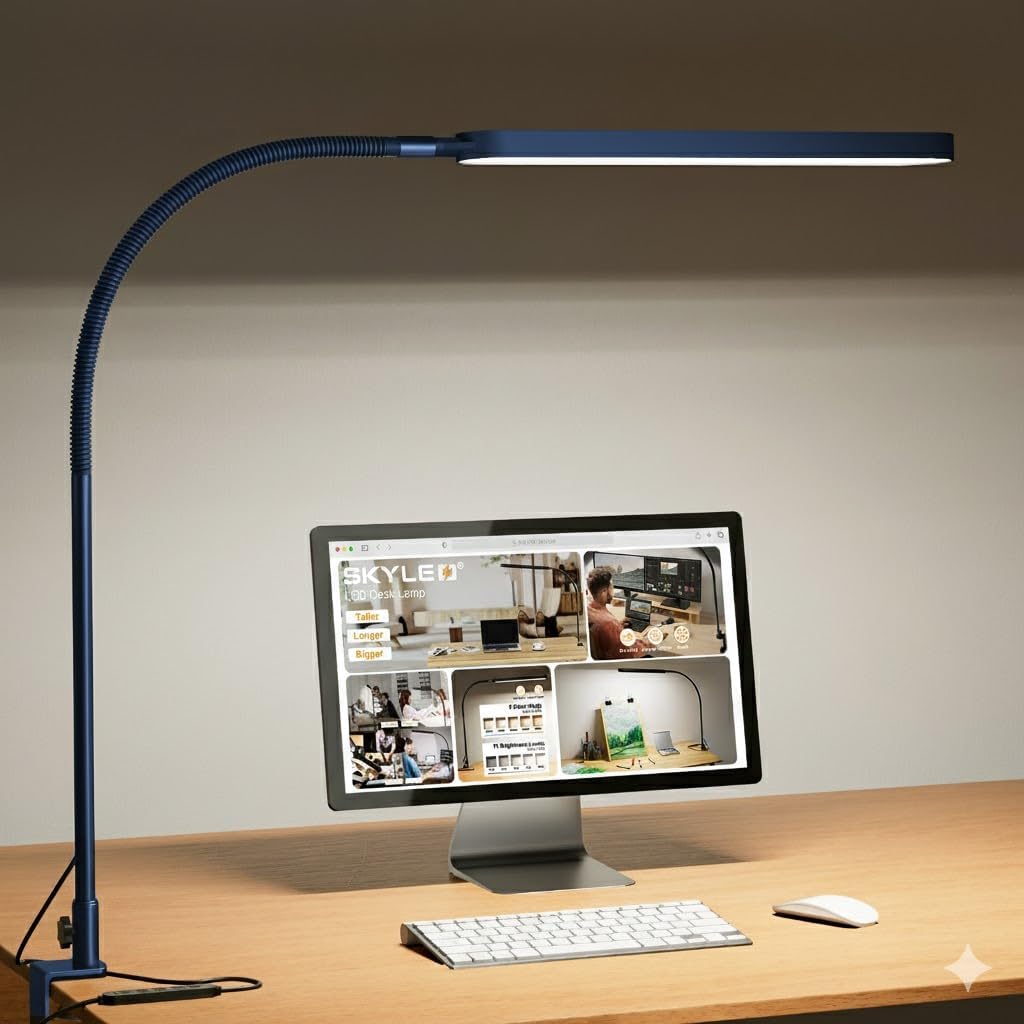 Thumbnail 6 de SKYLEO dimmbare LED-Schreibtischlampe (klemmbare Lampe, 1.300 lm) mit Schwanenhals, Timer & Memory