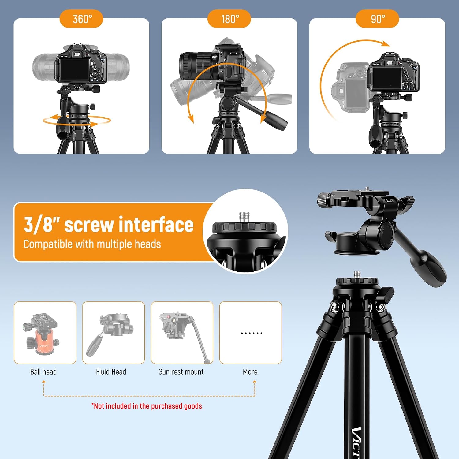 Thumbnail 4 de Victiv Camera Tripod Aluminium 51-170cm