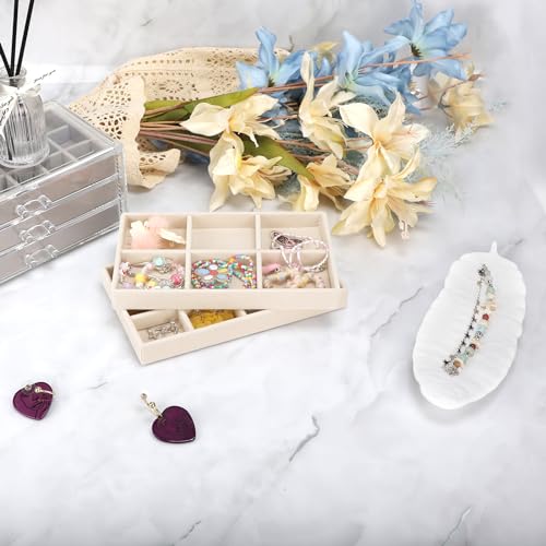 Thumbnail 6 de EXLECO 8 Pcs Organizador de Joyería de Terciopelo Beige con Cajones y Bandejas Apilables