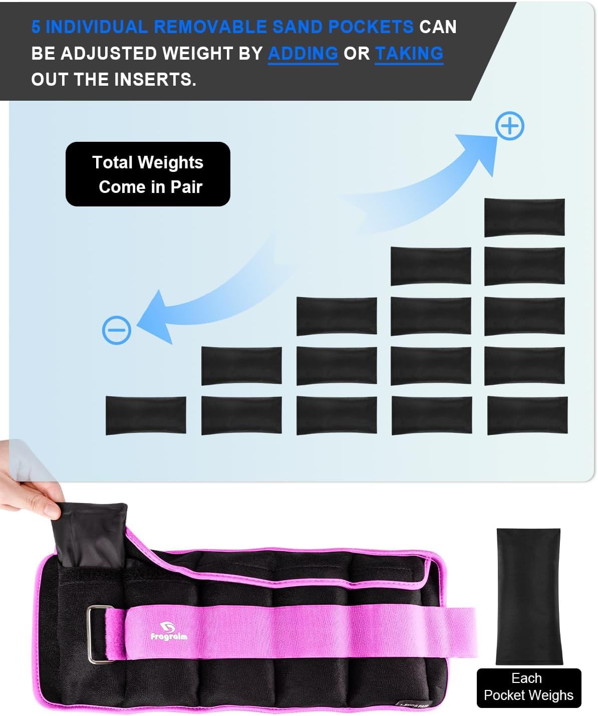 Detalle de Fragraim adjust-weight-0011to10lbspurplefbajp Adjustable Ankle Weights, 10 lb Pair