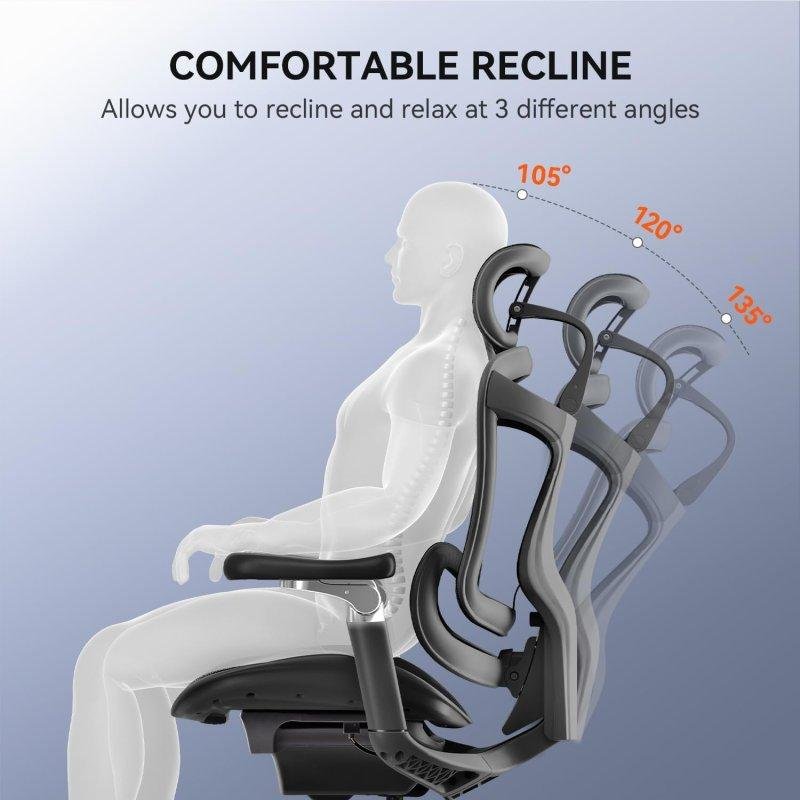 Detalle 2 de Silla de Oficina Ergonómica Sihoo Doro C300 Pro: soporte lumbar ajustable, reposabrazos 6D y reclinación inteligente