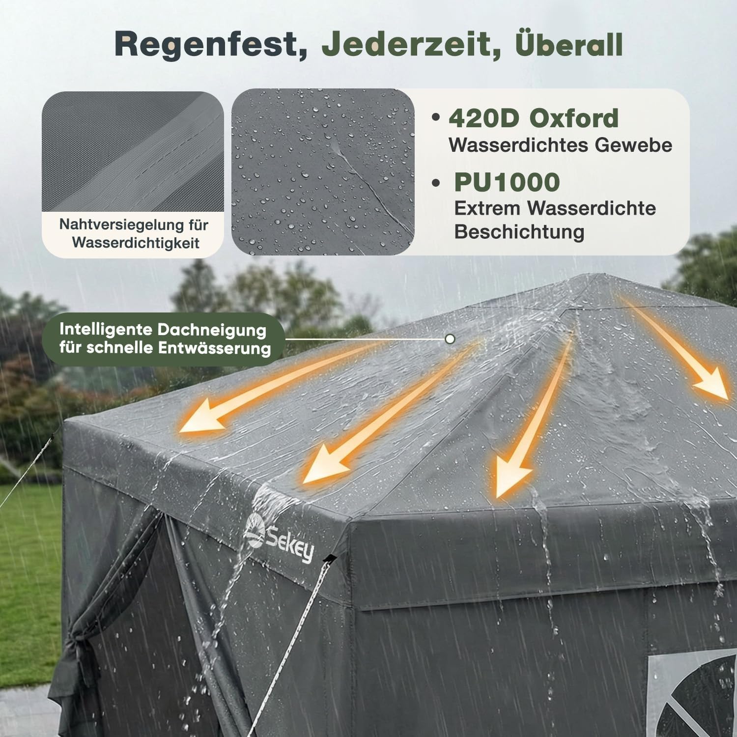 Detalle de Sekey Pop Up Pavillon 3x3: Wasserdicht, stabil und flexibel – Premium Serie Anthrazit