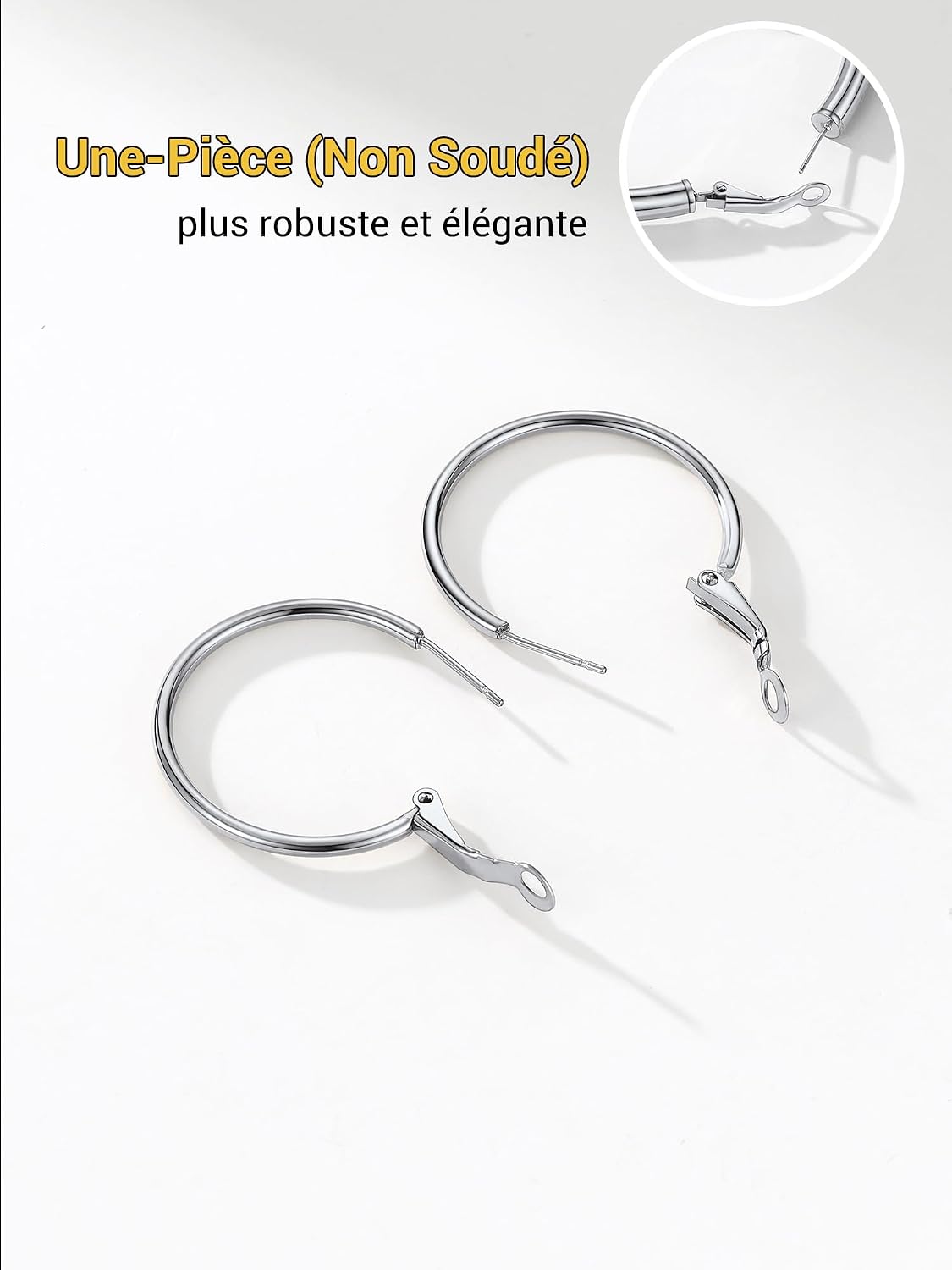 Thumbnail 4 de PROSTEEL Créoles femme en acier inoxydable 316L à grands anneaux (30 mm)