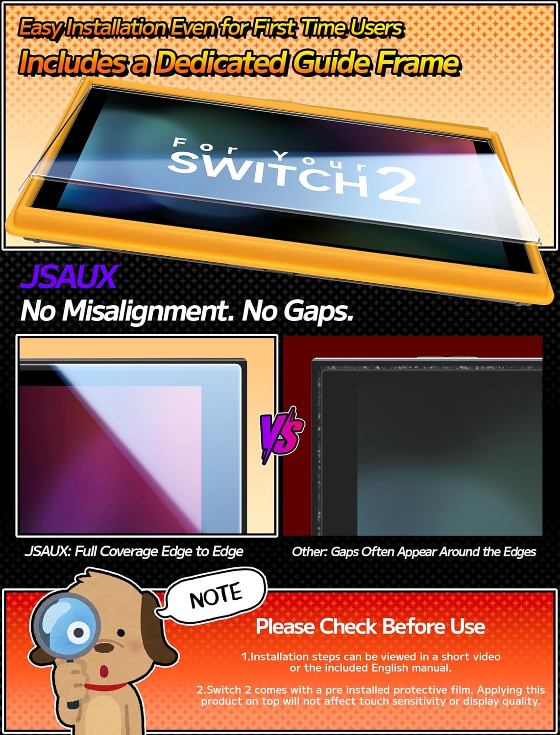 Thumbnail 2 de JSAUX Proteggi Schermo Switch 2 3 pezzi