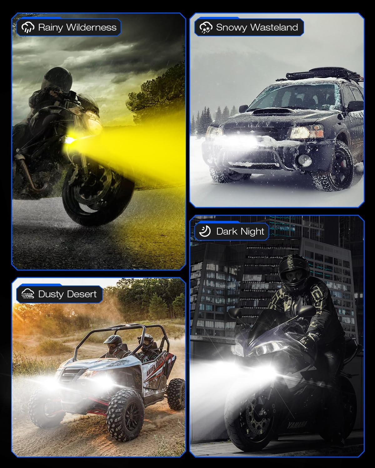 Thumbnail 5 de NOVSIGHT 2-Inch Motorcycle Auxiliary Off-Road LED Driving Fog Lights (Pair) – Amber/White, 8 Modes, 4000LM
