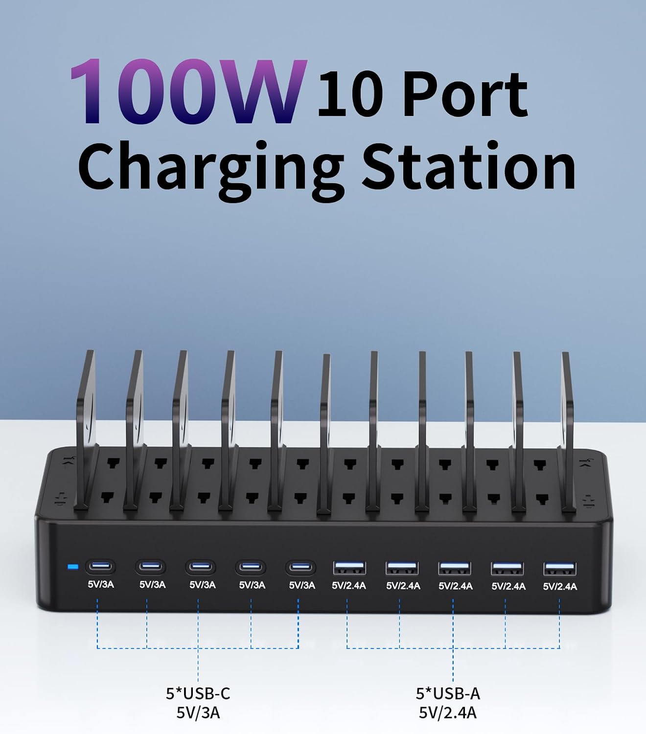 Detalle 2 de 100W 10-Port USB Charging Station