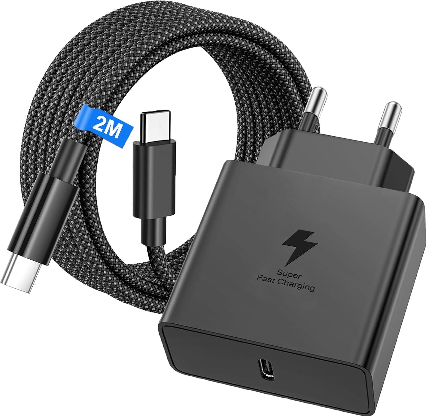 Detalle de Bamkey 45 W USB-C-snabbladdare med 2 m flätad kabel