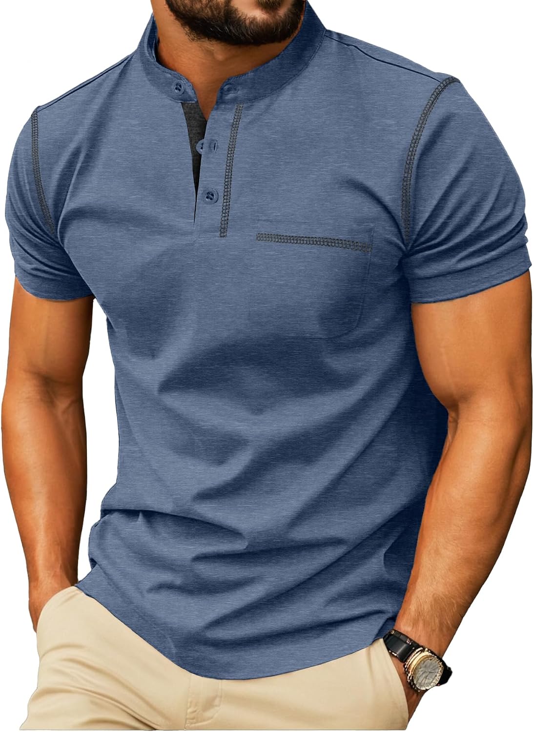 Detalle de Sailwind Men’s Henley Short Sleeve Shirt