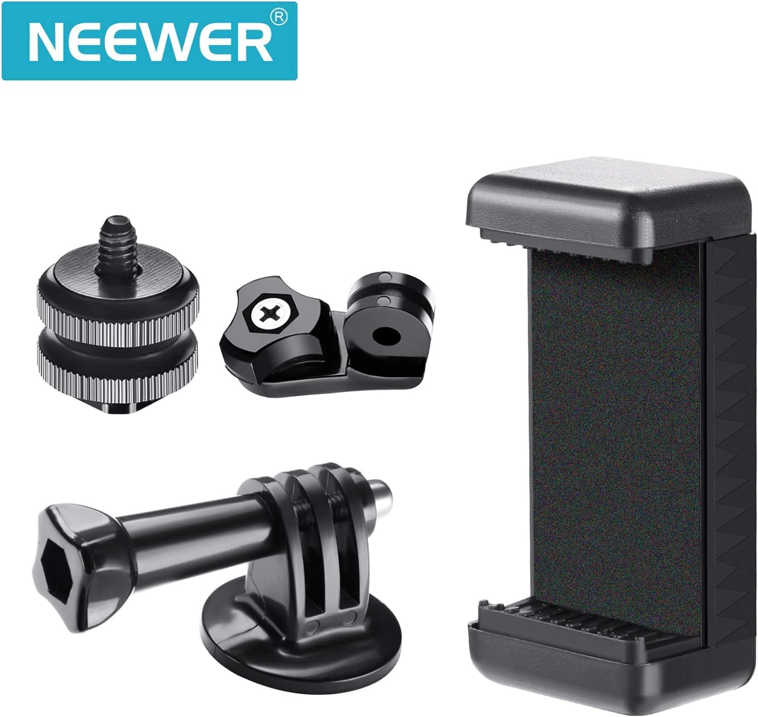 Detalle de NEEWER Kit d’adaptateur pour support téléphone / griffe de caméra d’action (zapata, 1/4" pour GoPro, DJI, iPhone, Galaxy et plus)