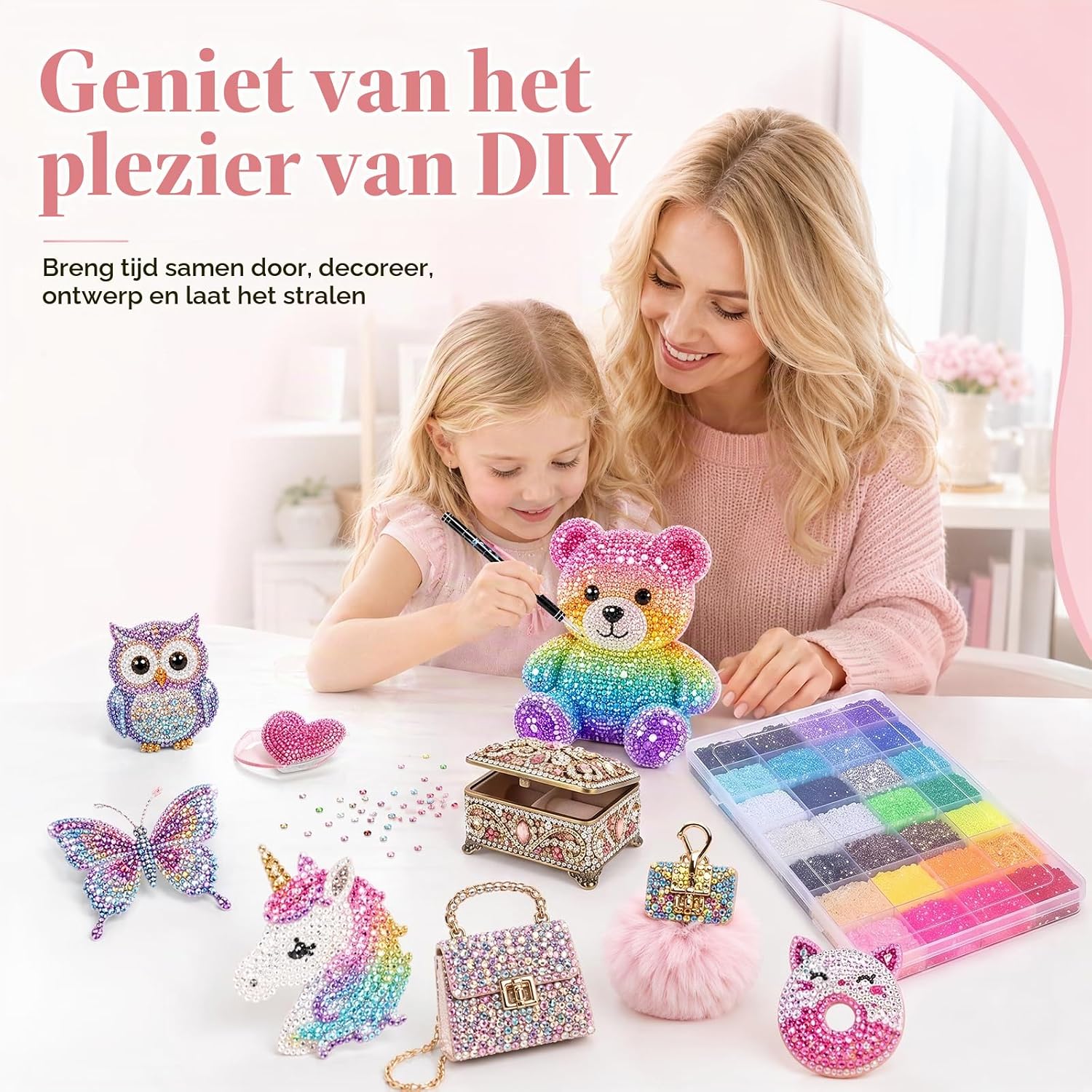 Detalle 2 de SINAYREK Bedazzler-kit met 30.000 strass-steentjes van 3 mm, 28 kleuren