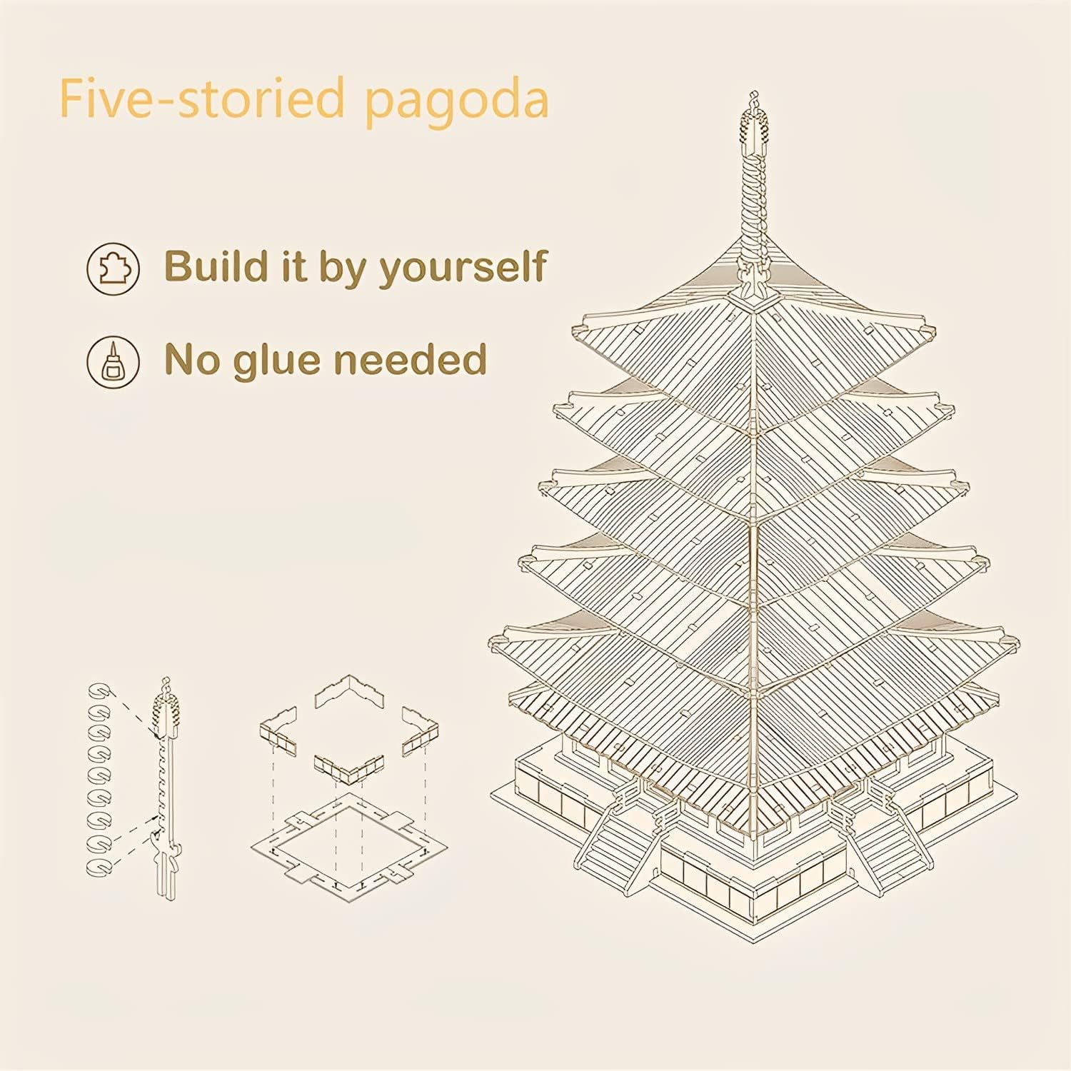 Thumbnail 5 de Rolife Puzzle 3D Pagoda de 5 Pisos 🏯 Juego de Construcción Decorativo