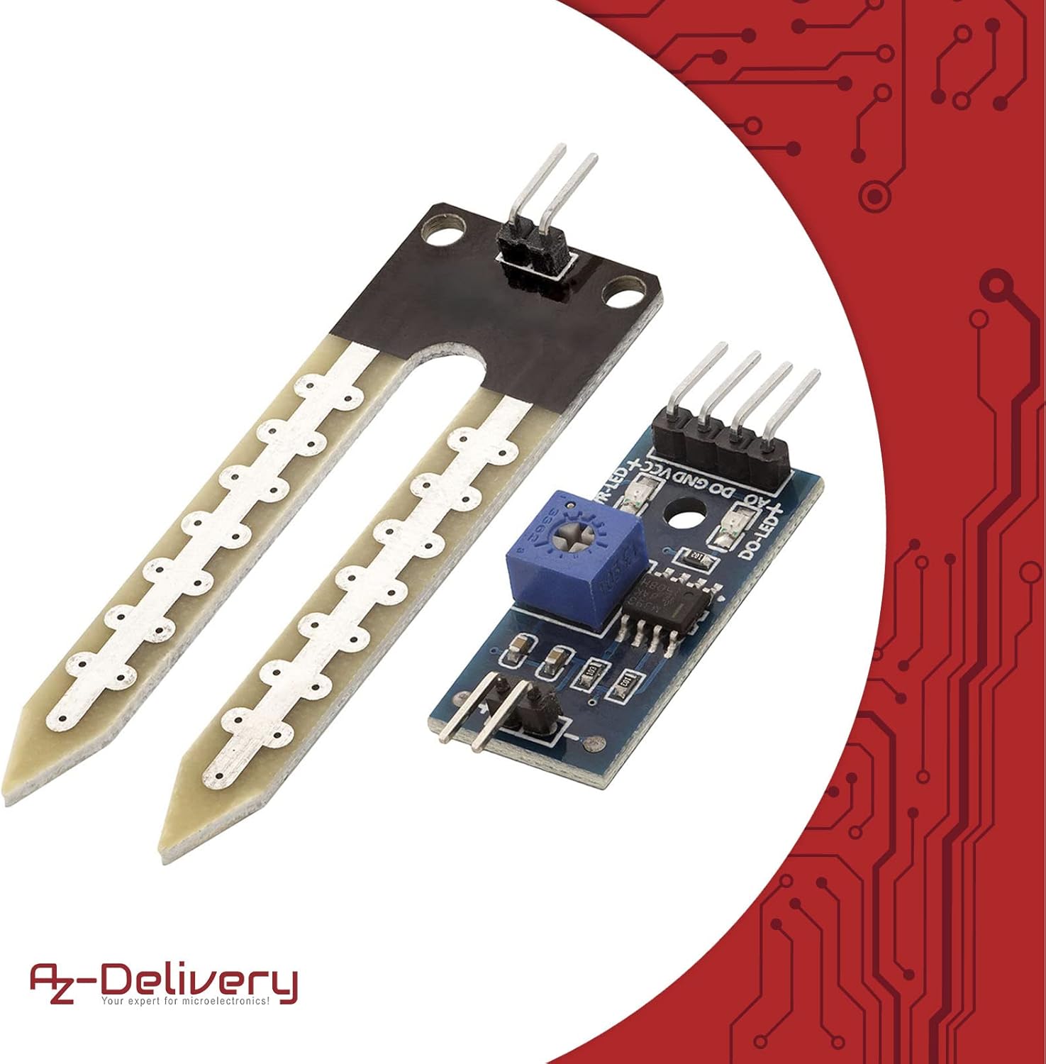 Thumbnail 4 de AZDelivery : lot de 3 capteurs d’humidité du sol pour Arduino (modules hygrométriques)